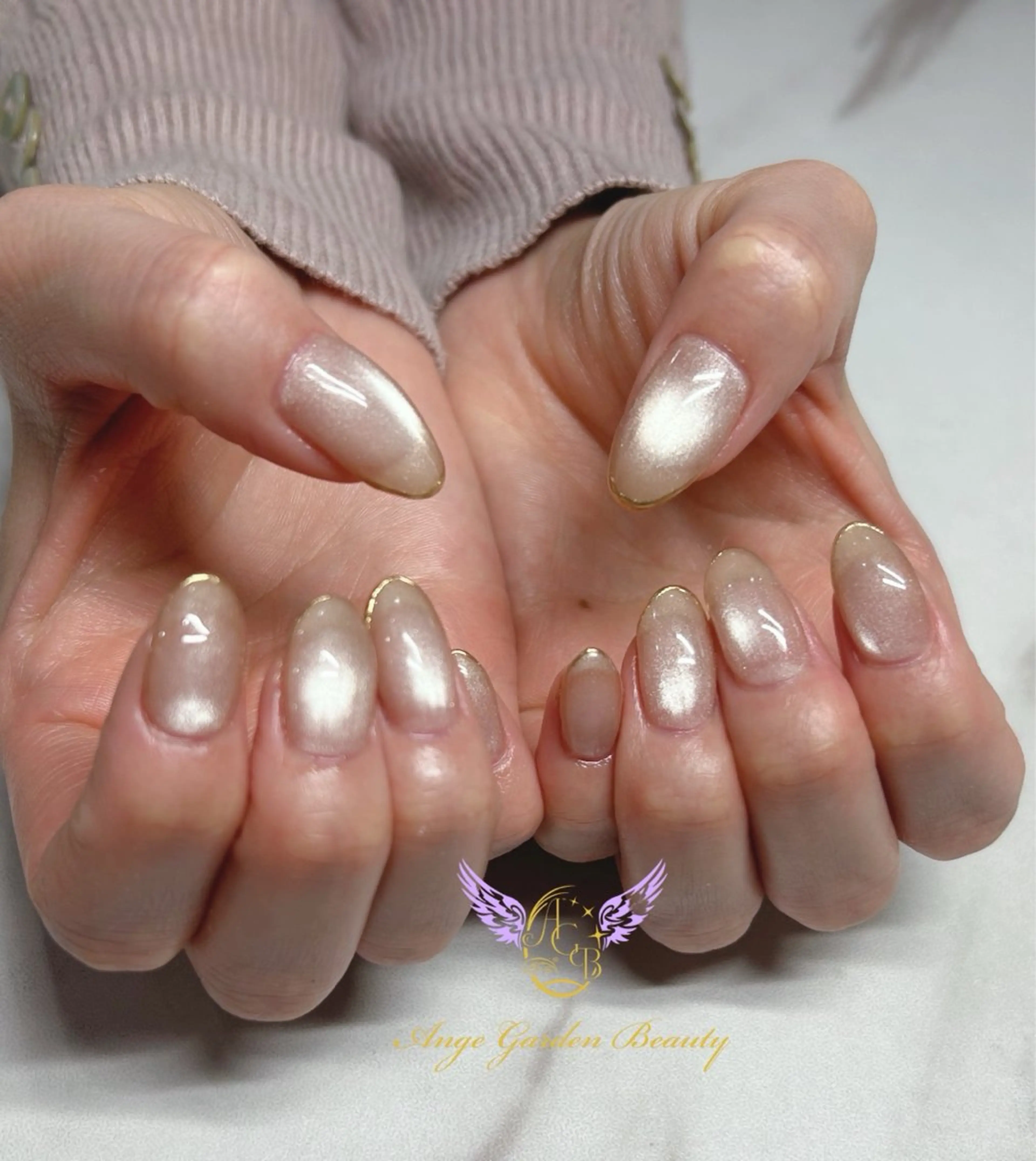 ネイル ゴールド マグネットネイル シンプルネイル ハンドネイル AngeGarden Beautymihoのネイルデザイン