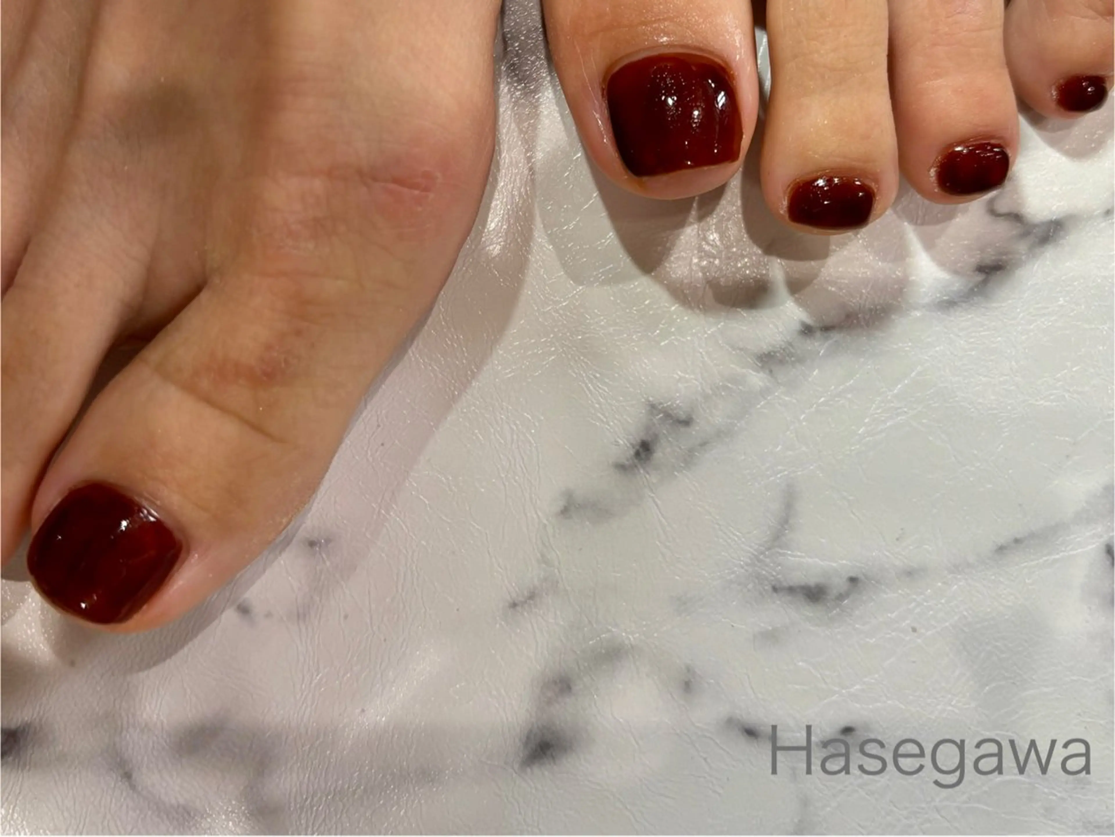 ネイル ブラウン フットネイル DROP 長谷川のネイルデザイン