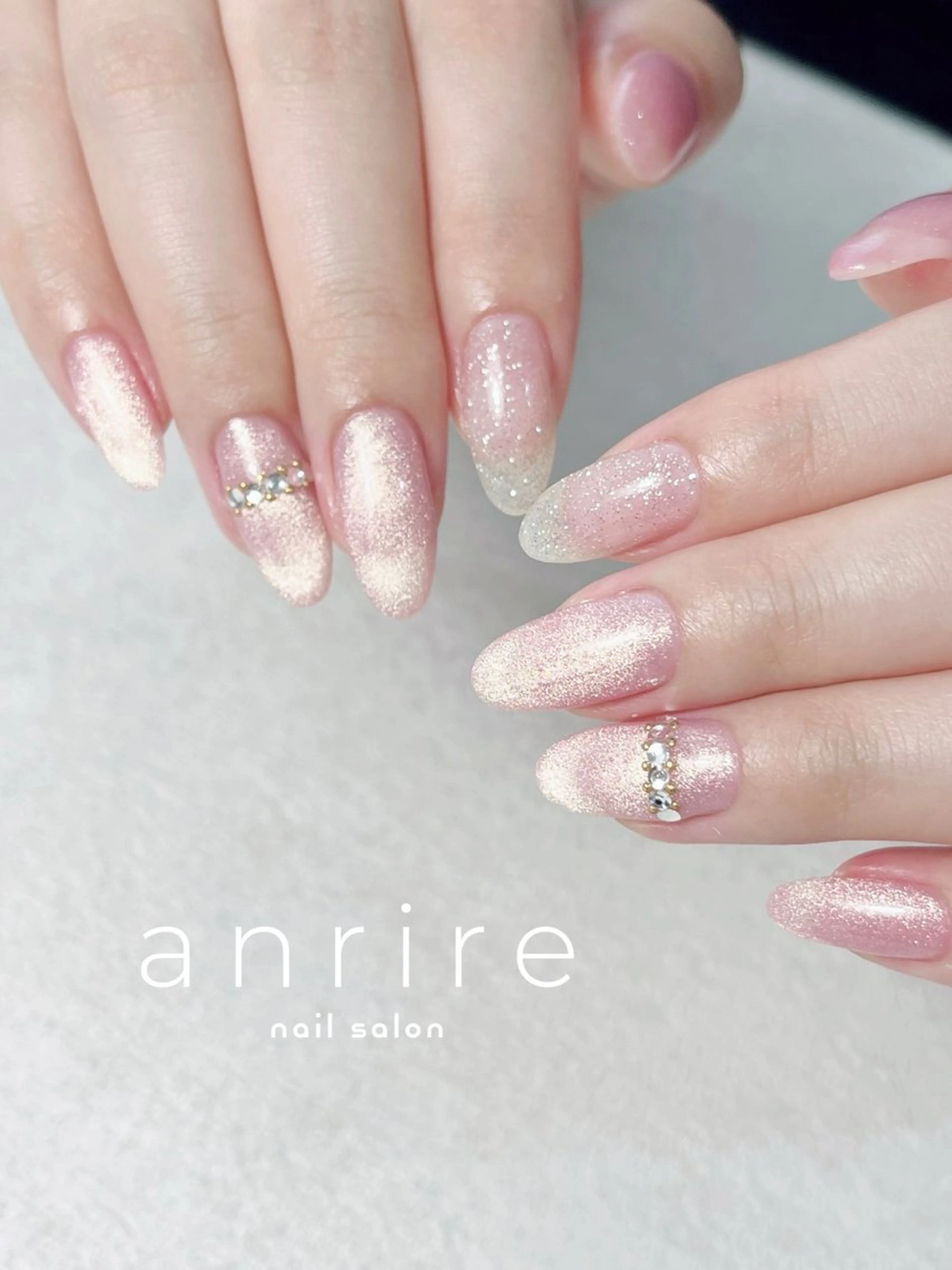 ネイル フラッシュネイル ジェルネイル キラキラネイル マグネットネイル パラジェル ハンドネイル nailsalon anrireのネイルデザイン
