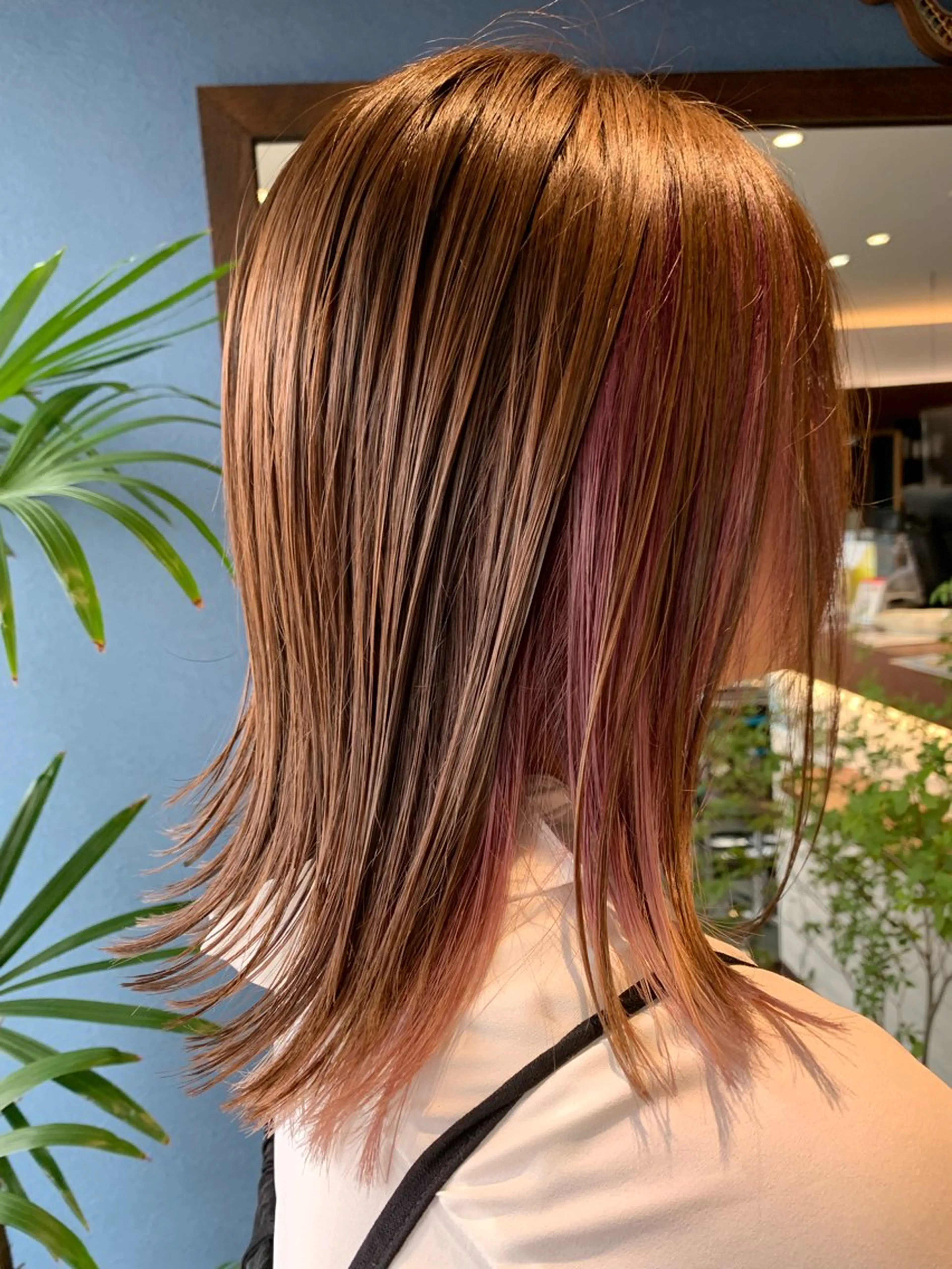 ミディアム カラー ベージュカラー デザインカラー インナーカラー ピンクカラー トリートメント ✨白髪ぼかし 🍀MINAKO☆のヘアスタイル