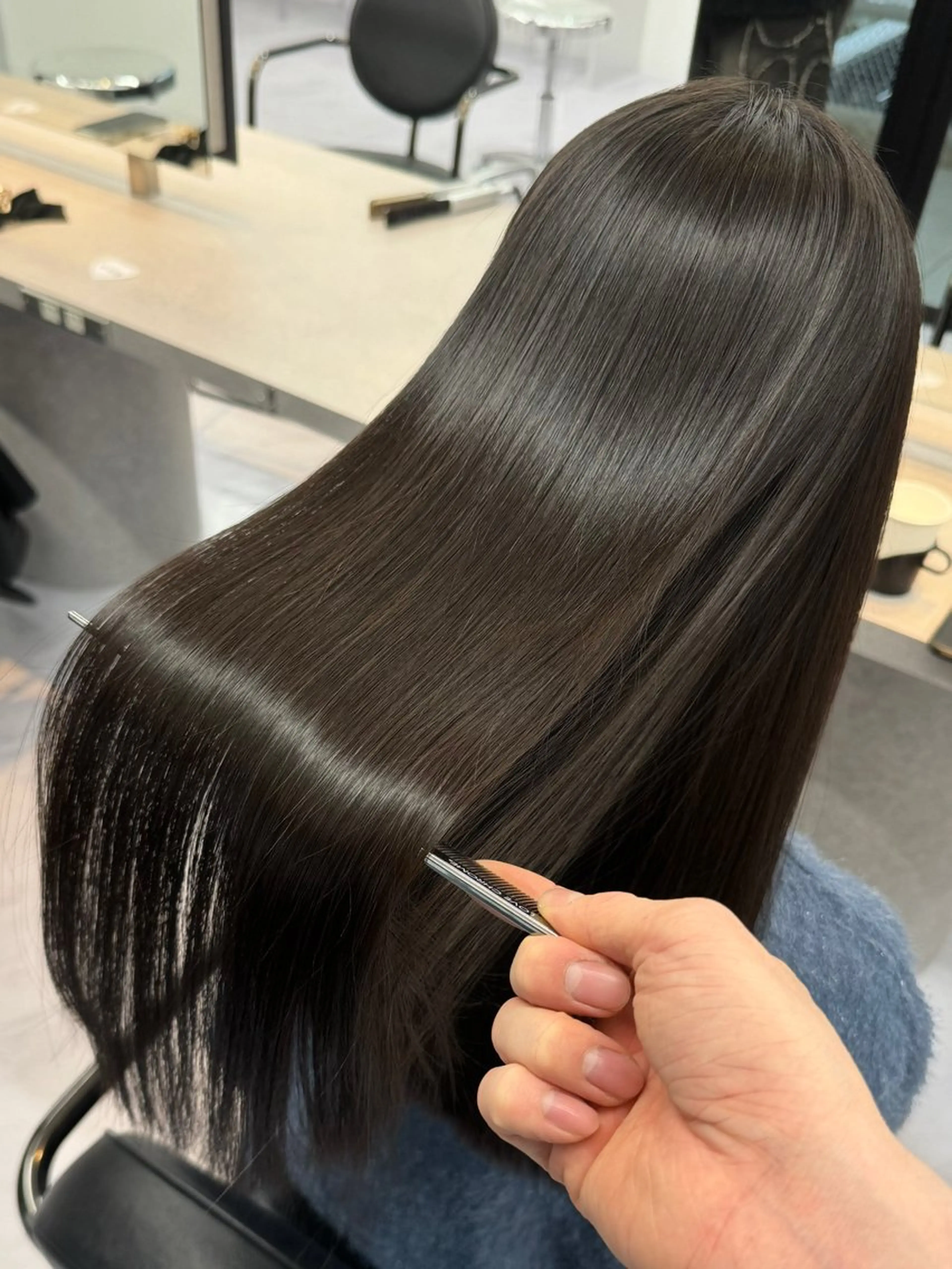 ロング カット 縮毛矯正 トリートメント 野口聖矢/縮毛矯正 髪質改善/ViVIEのヘアスタイル