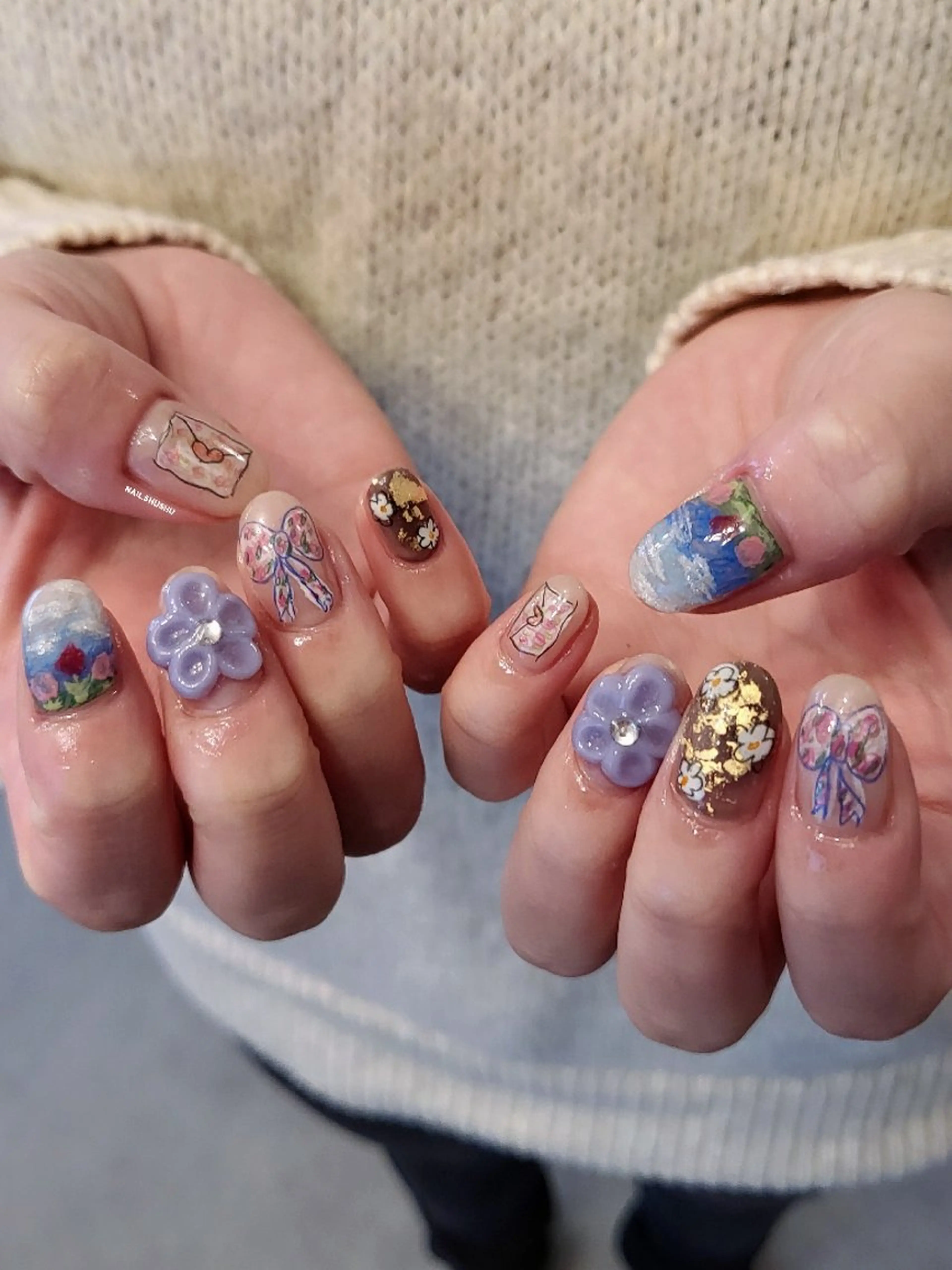 ネイル ハンドネイル 3dパーツ/流行り 👧shushu❤️のネイルデザイン