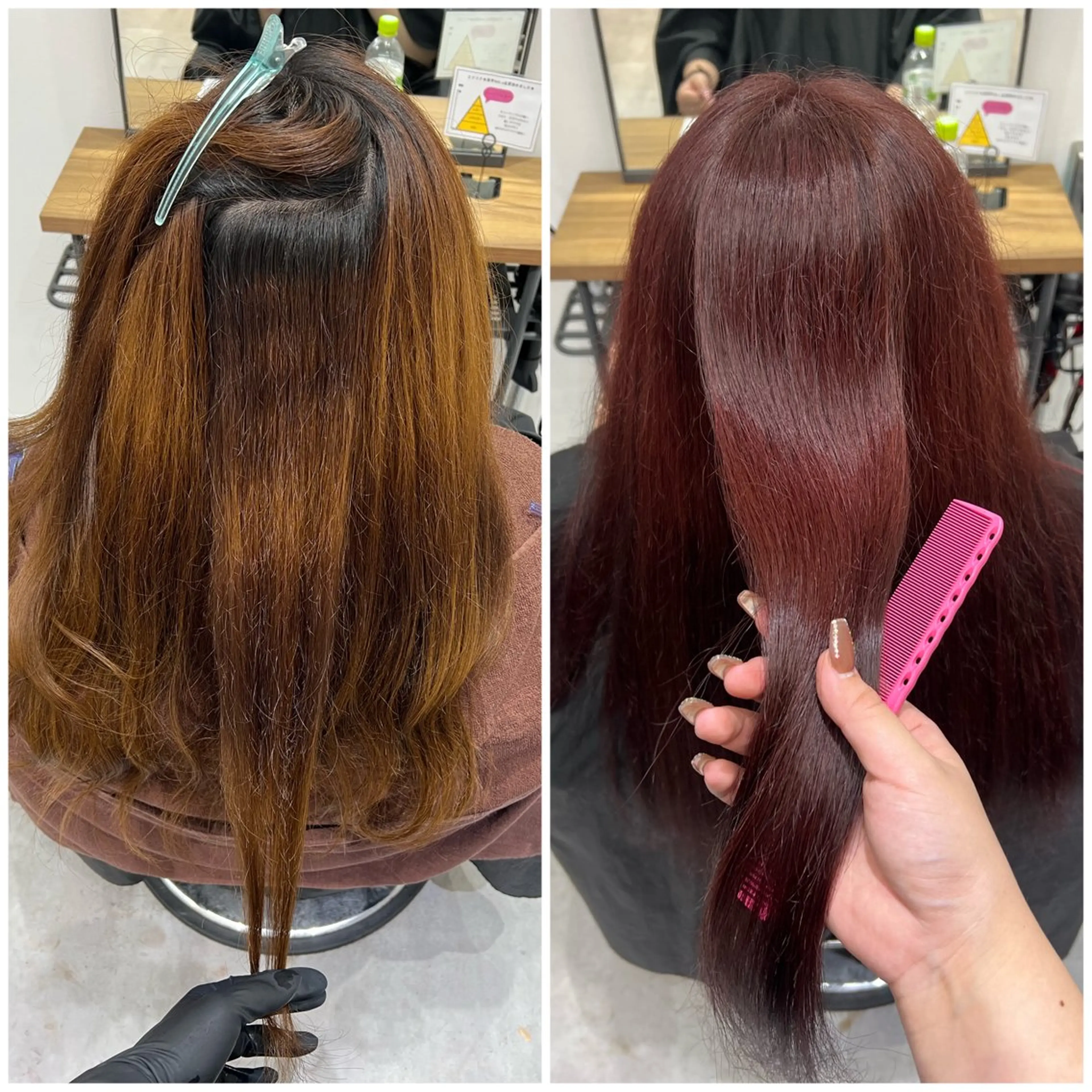 ロング カラー ブリーチ ボルドーカラー 透明感カラー ラベンダーカラー レッドカラー ショート/ウルフ カットモデル募集のヘアスタイル