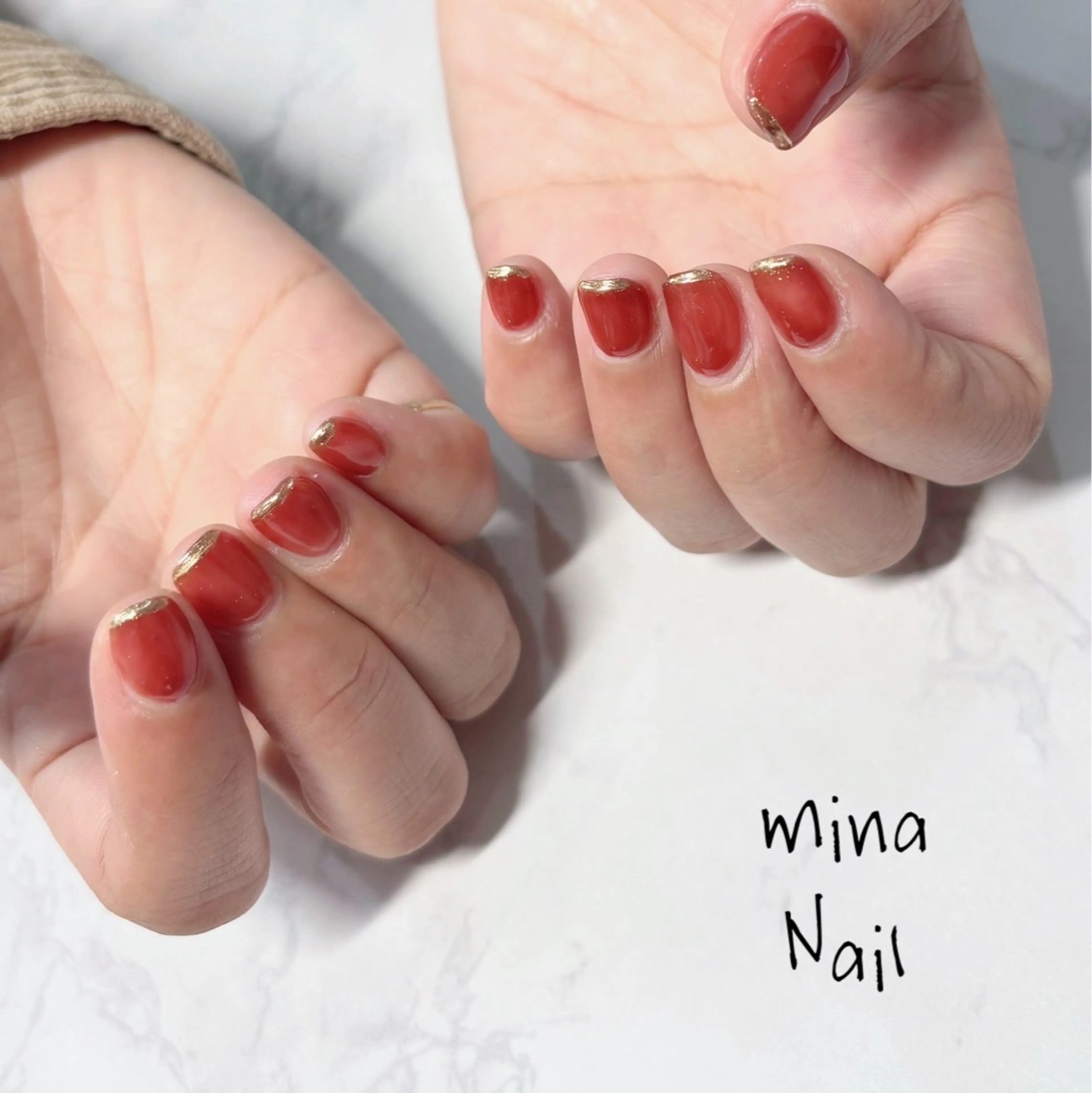 ネイル フレンチネイル ゴールド ミラーネイル mina Nailのネイルデザイン
