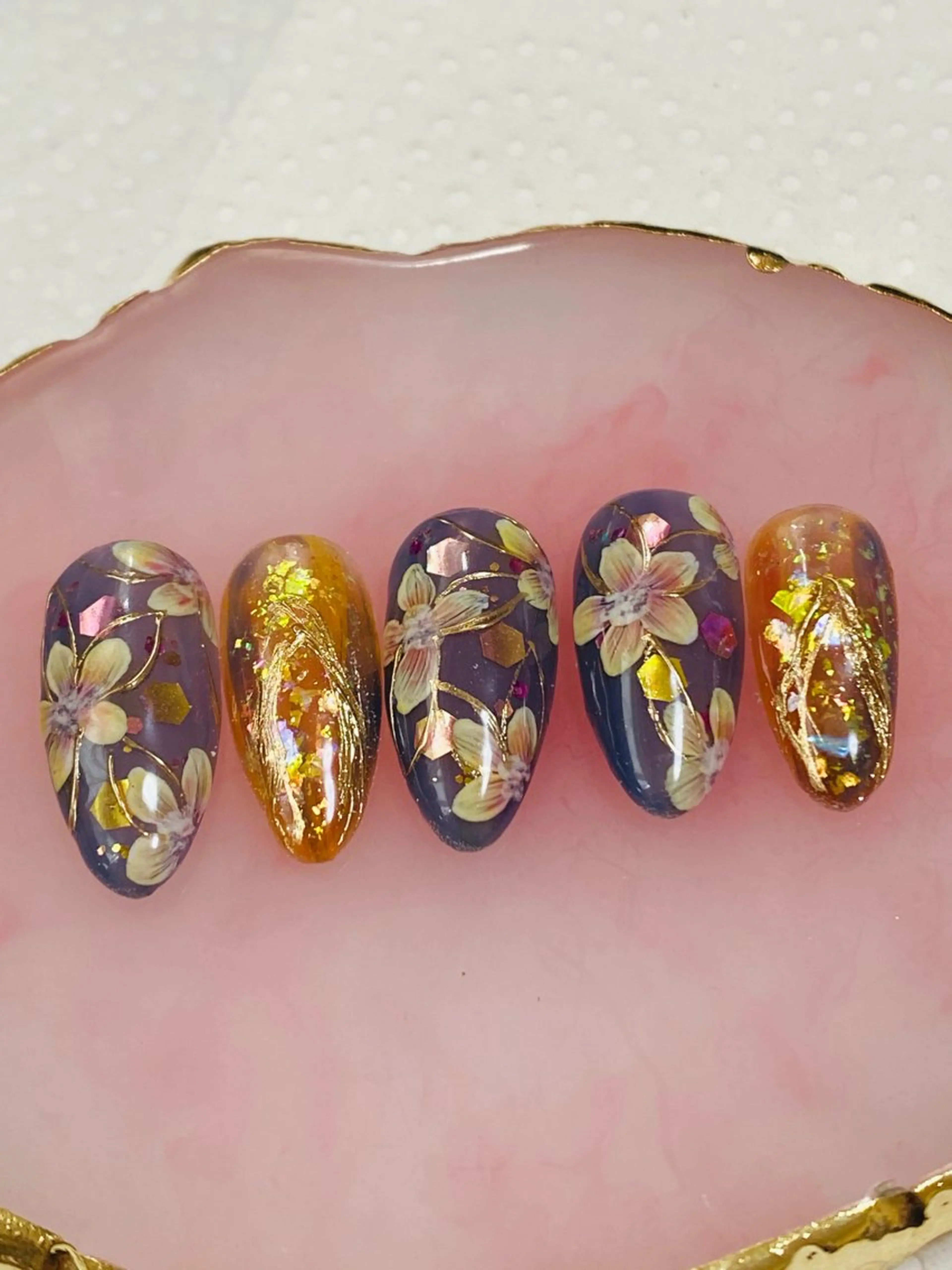 ネイル アートネイル フラワーネイル 自宅ネイルサロン ♦️nuance♦️のネイルデザイン