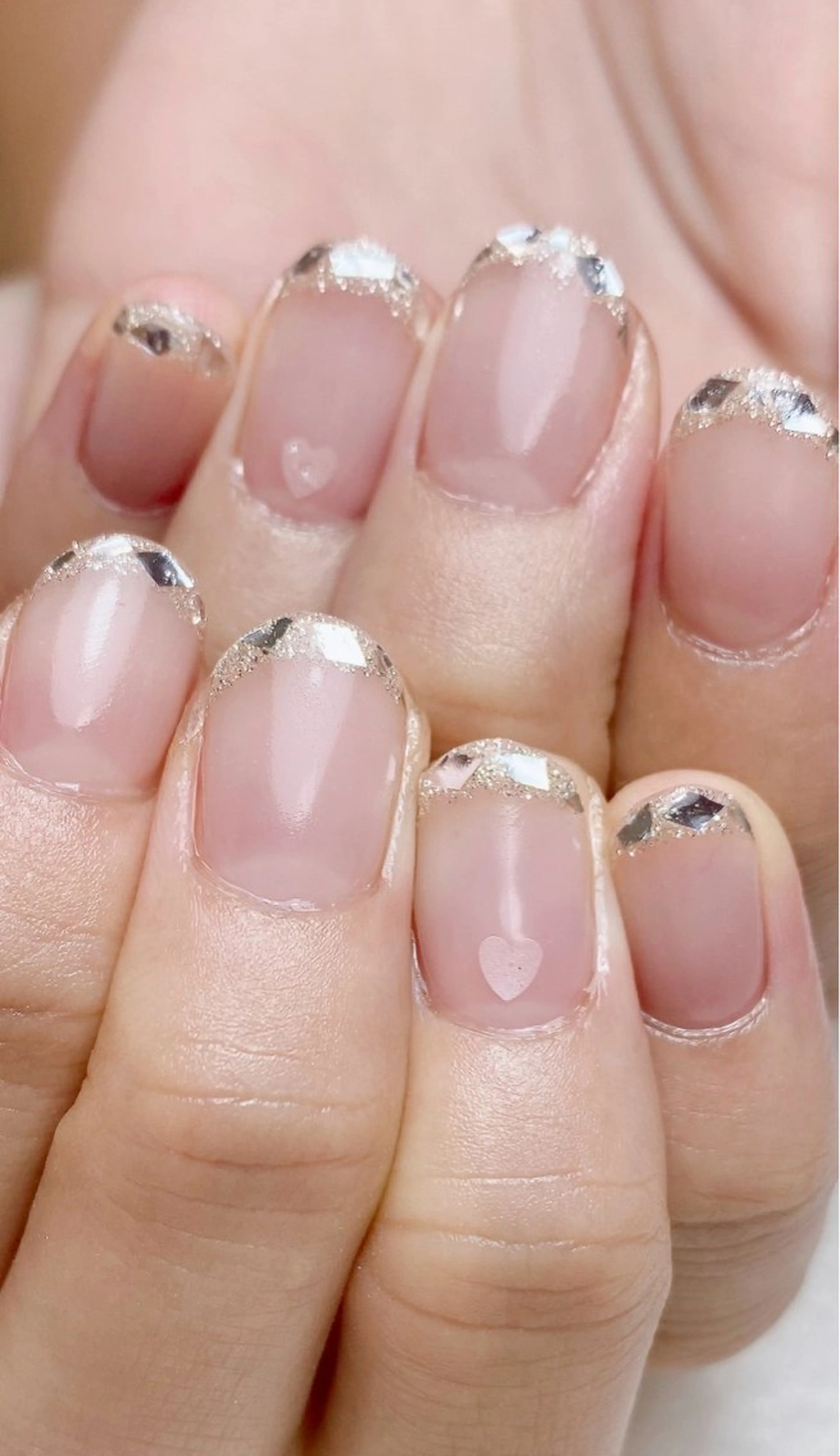 ネイル フレンチネイル ガラスフレンチ ハンドネイル Nail Salon K 🧸美爪育成のネイルデザイン
