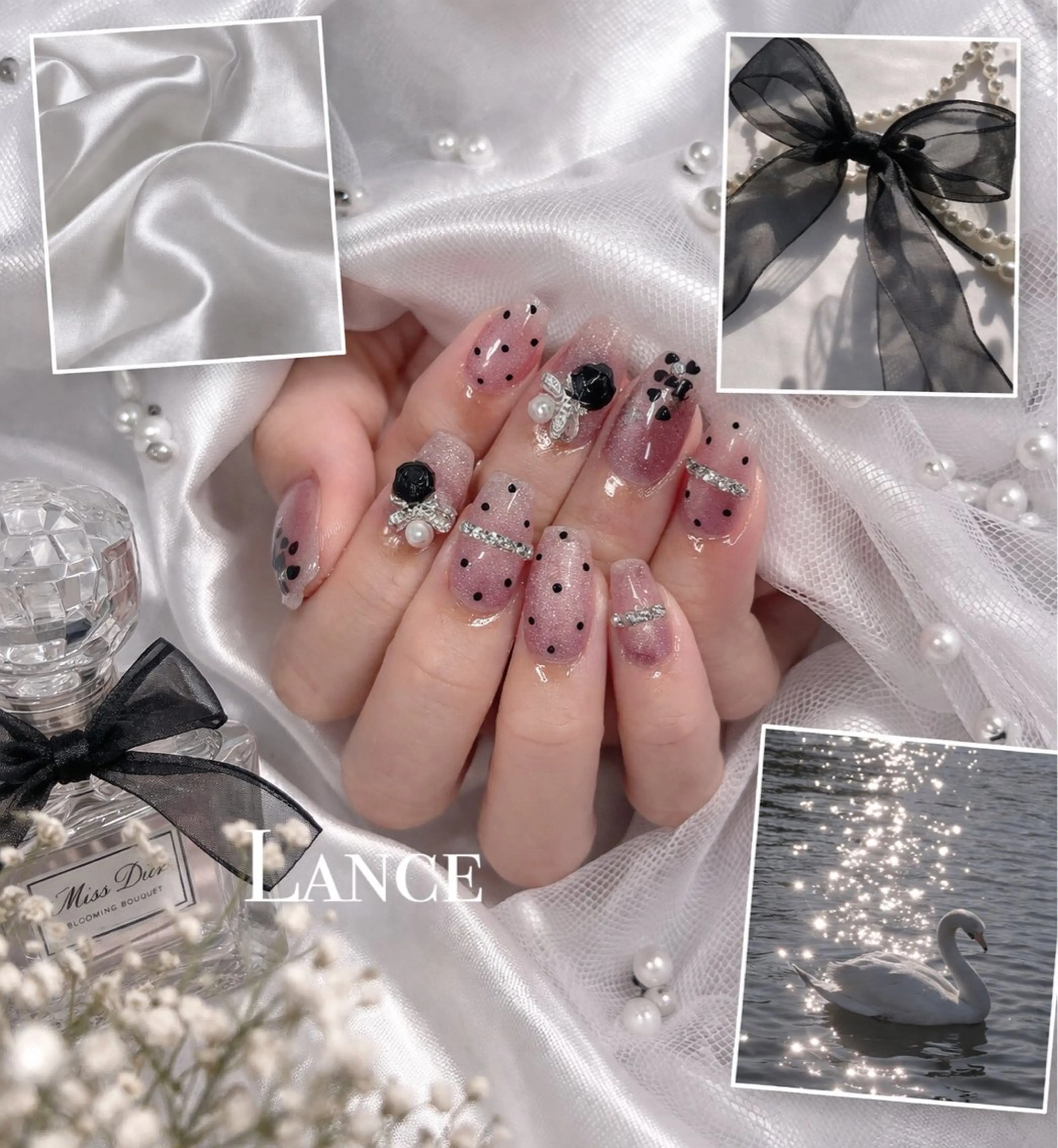 ネイル オーロラネイル ドット フットネイル 氷ネイル・うるうるネイル キラキラネイル ハンドネイル Lance nailのネイルデザイン