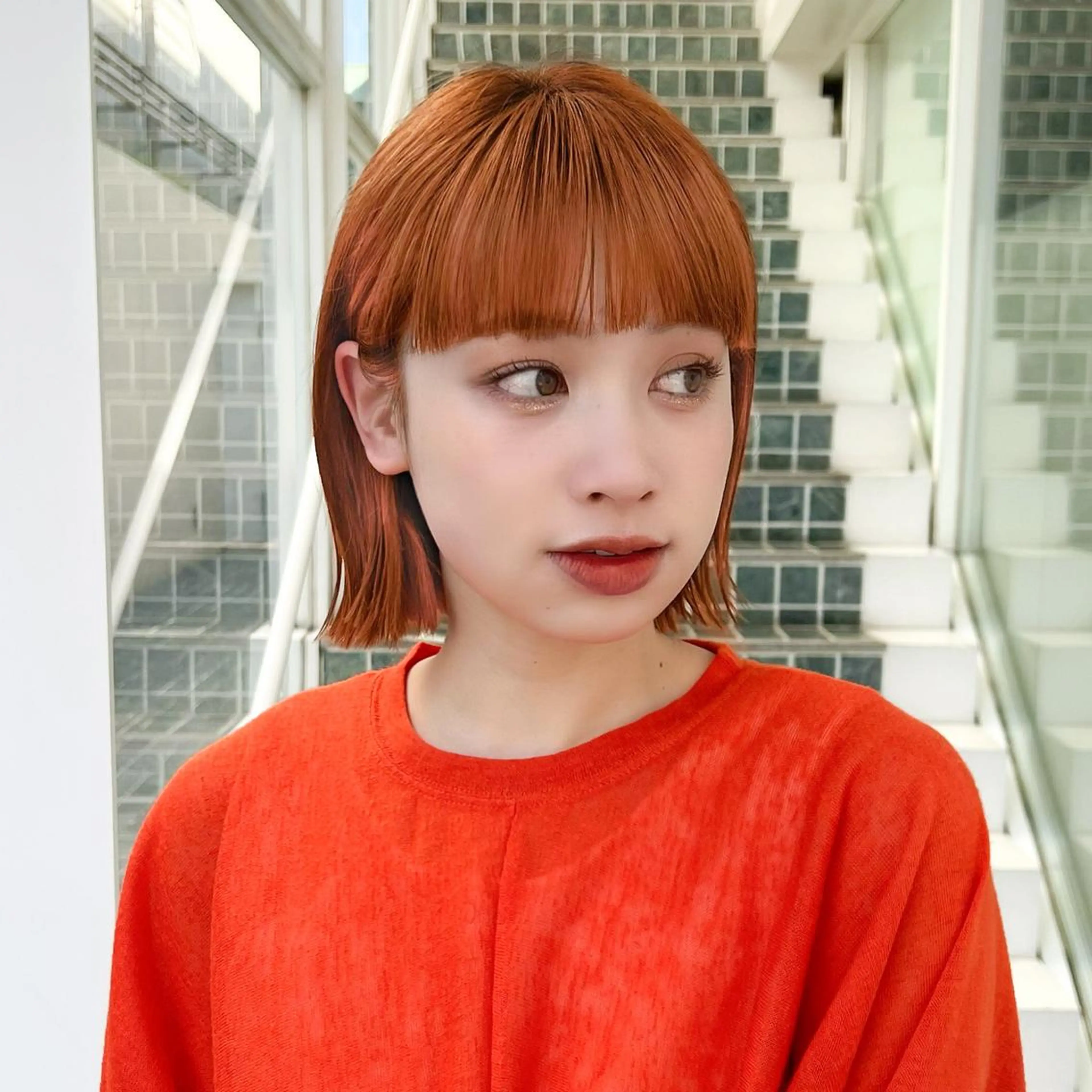 ショート カラー オレンジ ボブ 🎧パーソナルケア/ 透明感カラー/ミユのヘアスタイル