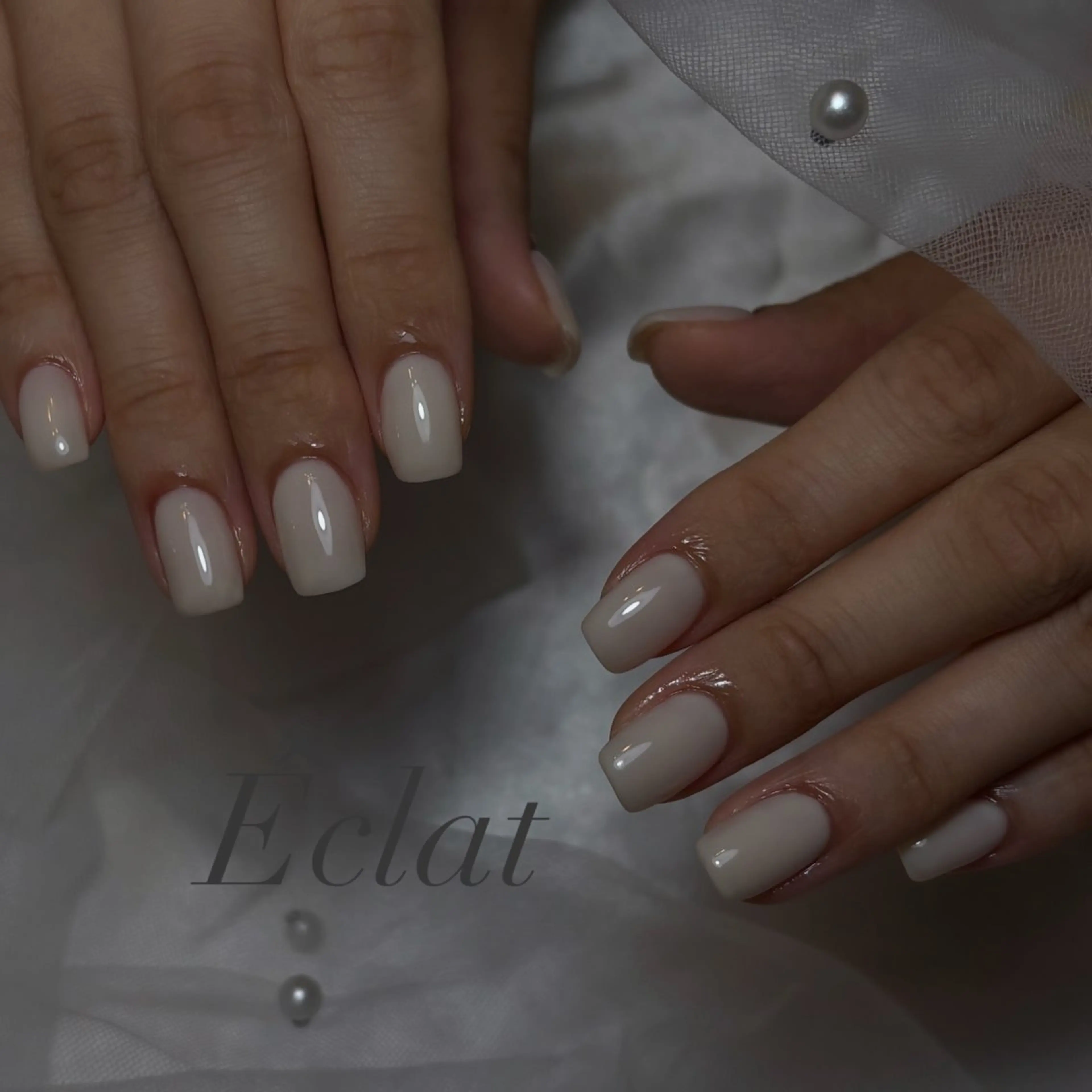 ネイル ワンカラーネイル ホワイト ハンドネイル nail salon Éclatのネイルデザイン