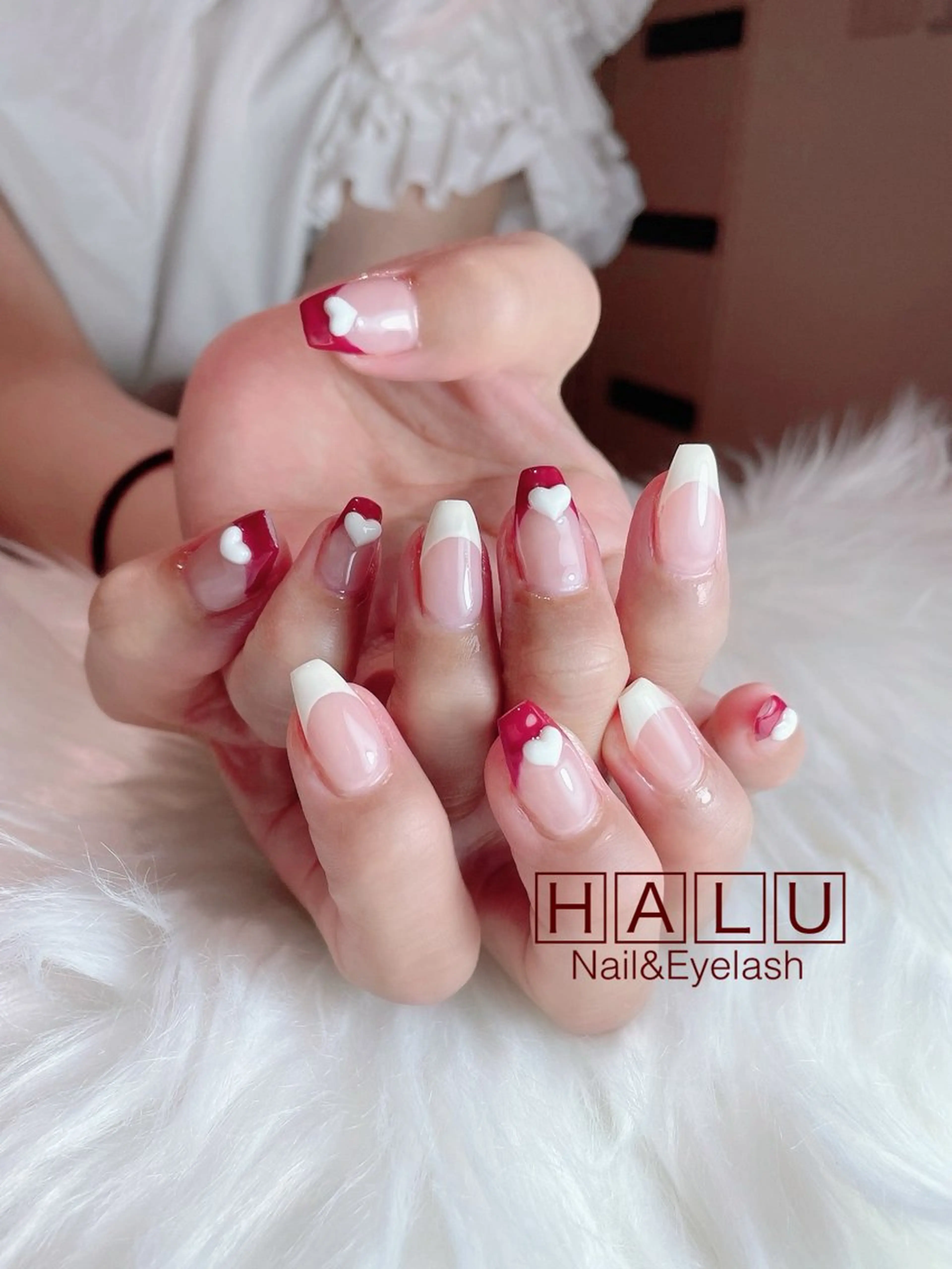 ネイル フレンチネイル ハート HALU ハルのネイルデザイン