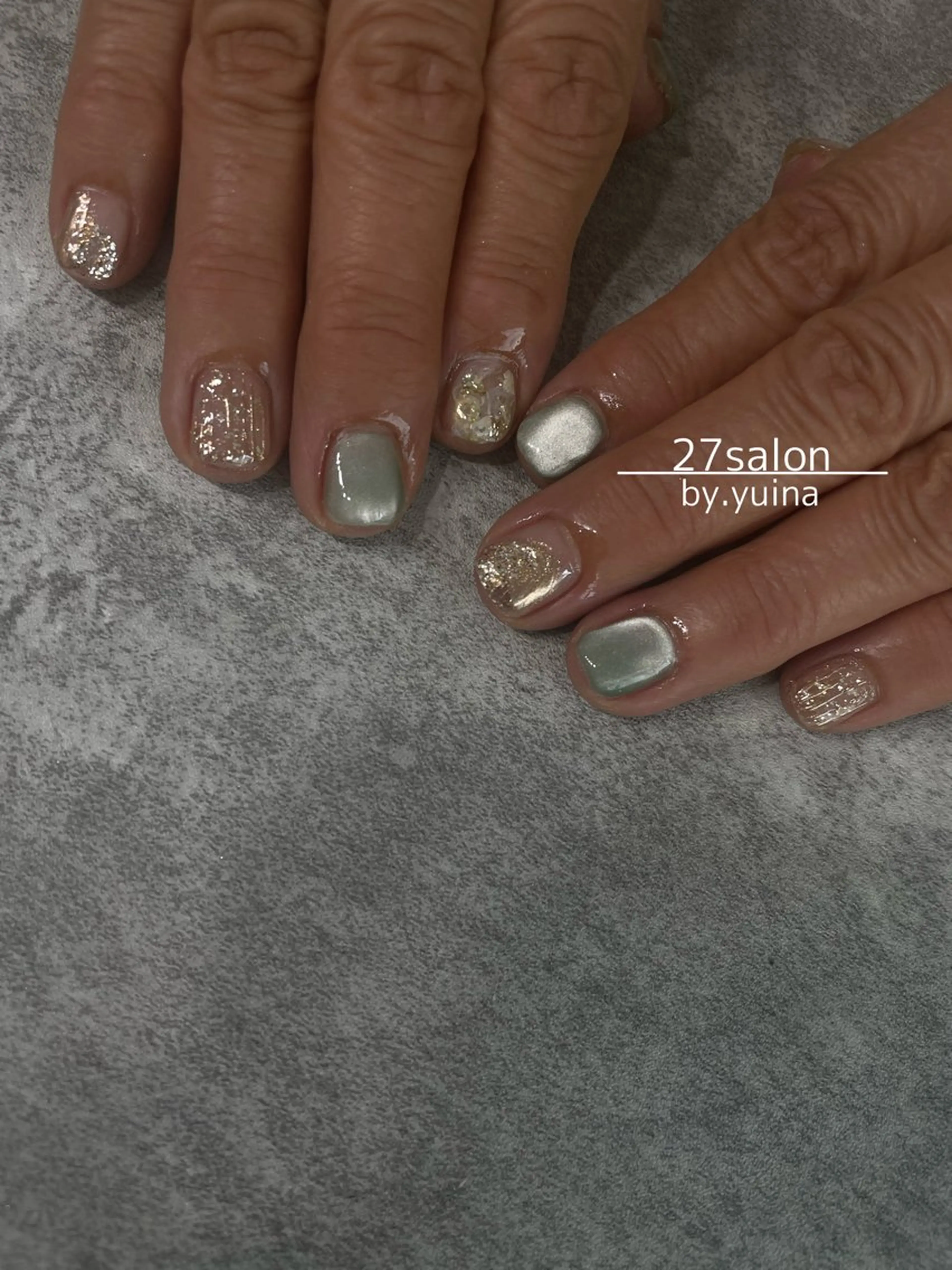 ネイル クリアネイル マグネットネイル ニュアンスネイル ハンドネイル 27salon yuinaのネイルデザイン