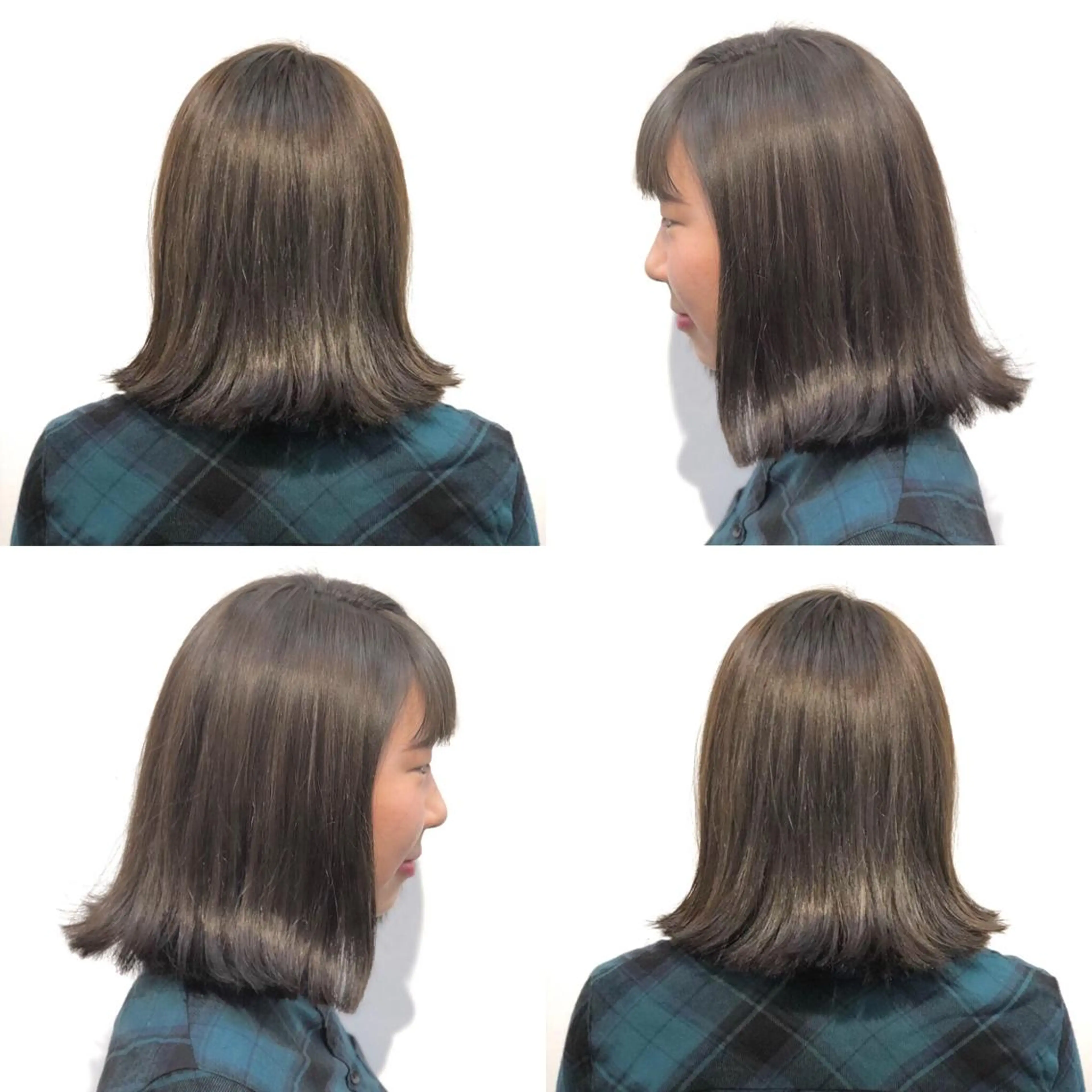 ミディアム カラー ヘアアレンジ 切りっぱなしボブ ブルーカラー イルミナカラー ボブ 外ハネヘア 高橋胡桃🪽 ディレクターのヘアスタイル