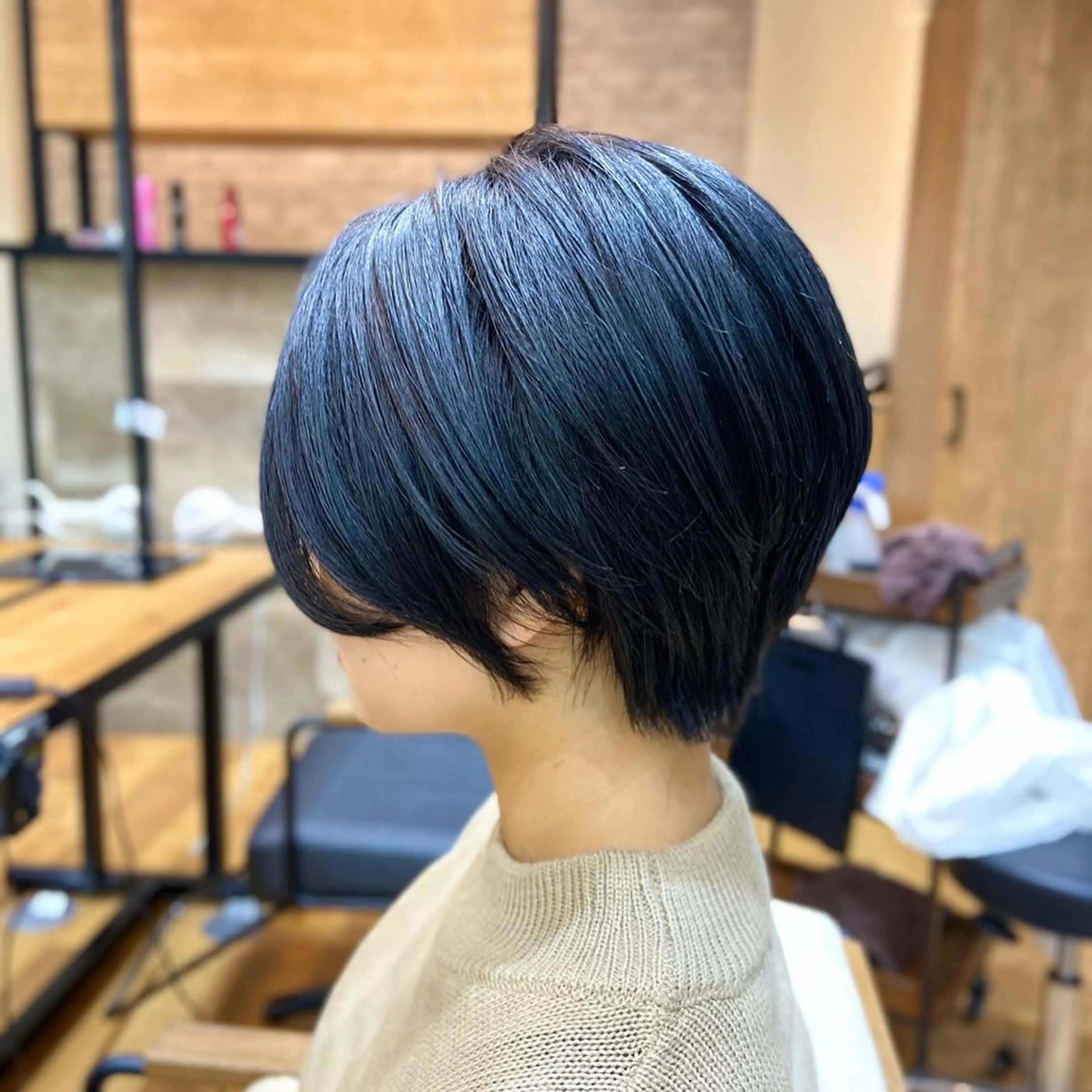 ショート カラー ハンサムショート 黒髪 ブルーカラー ブルーブラック ショートヘア 暗髪/艶髪/Ono .のヘアスタイル