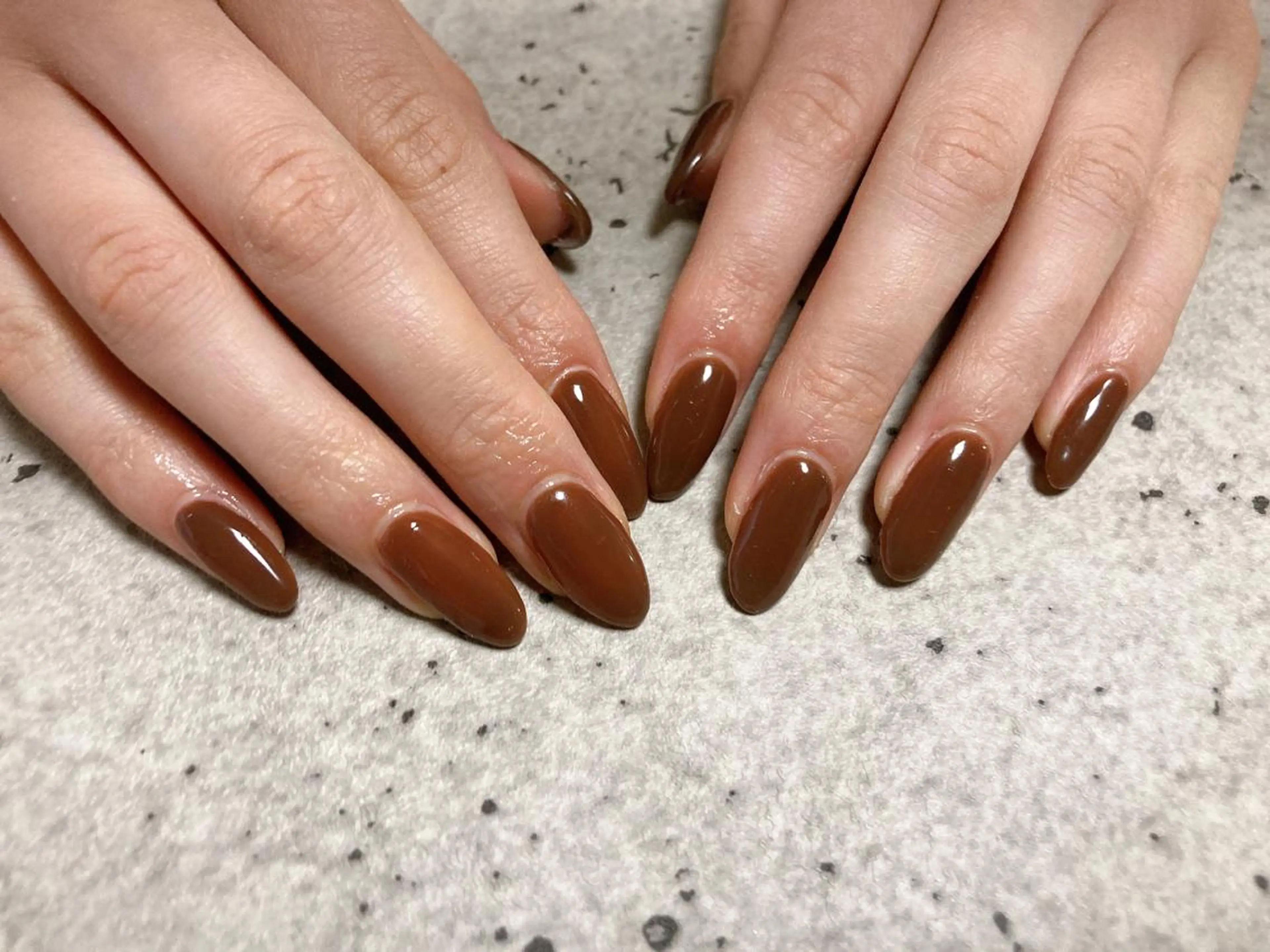 ネイル ブラウン ワンカラーネイル kikinail 溝の口のネイルデザイン