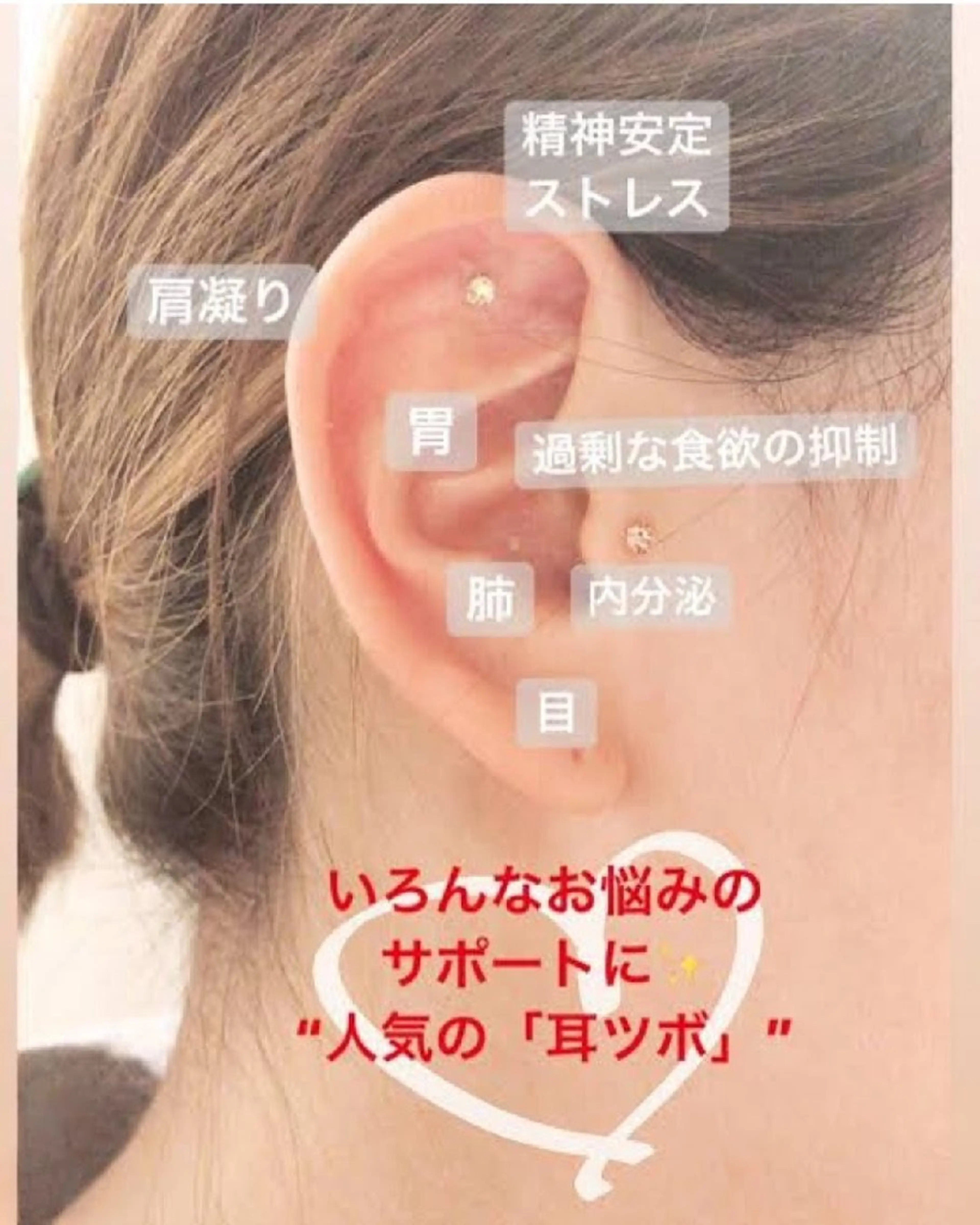大流行中★耳つぼジュエリー両耳12個¥3000の写真
