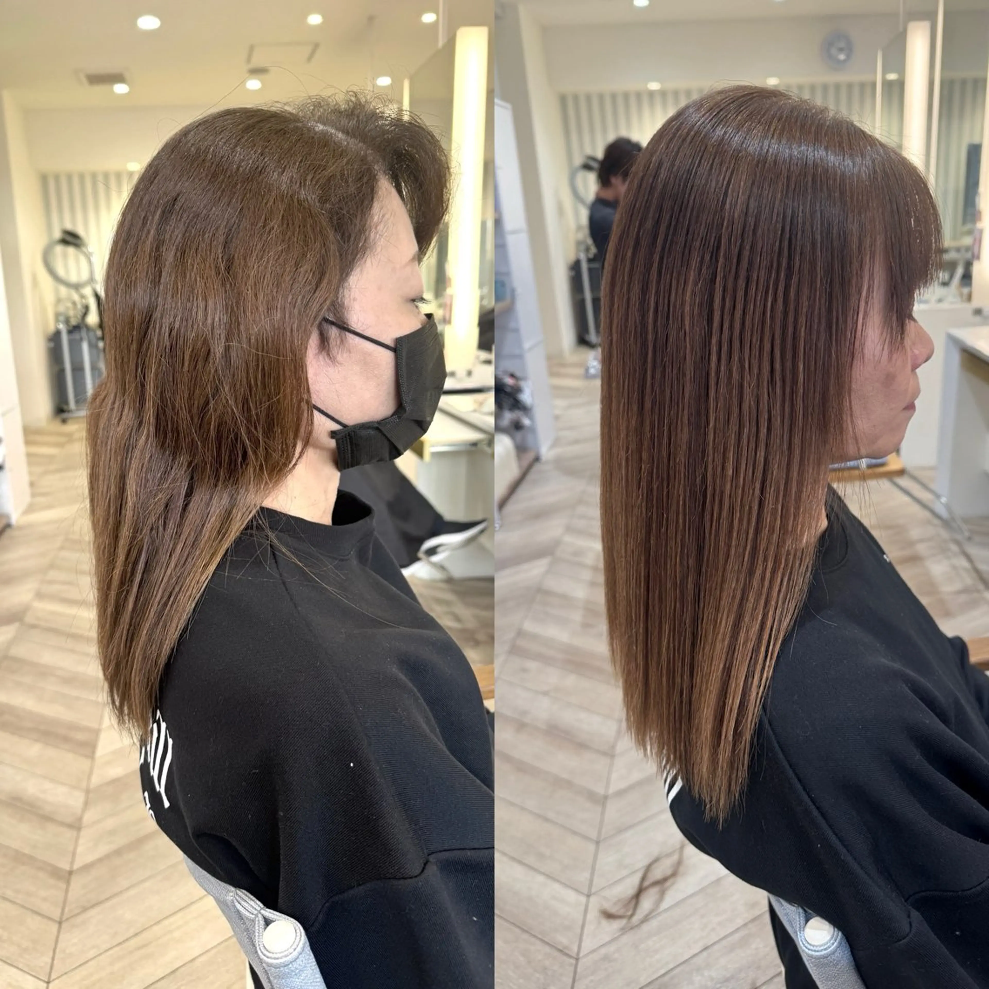 セミロング パーマ カット 縮毛矯正 トリートメント 縮毛矯正/白髪ぼかし ショートボブ/鈴木のヘアスタイル