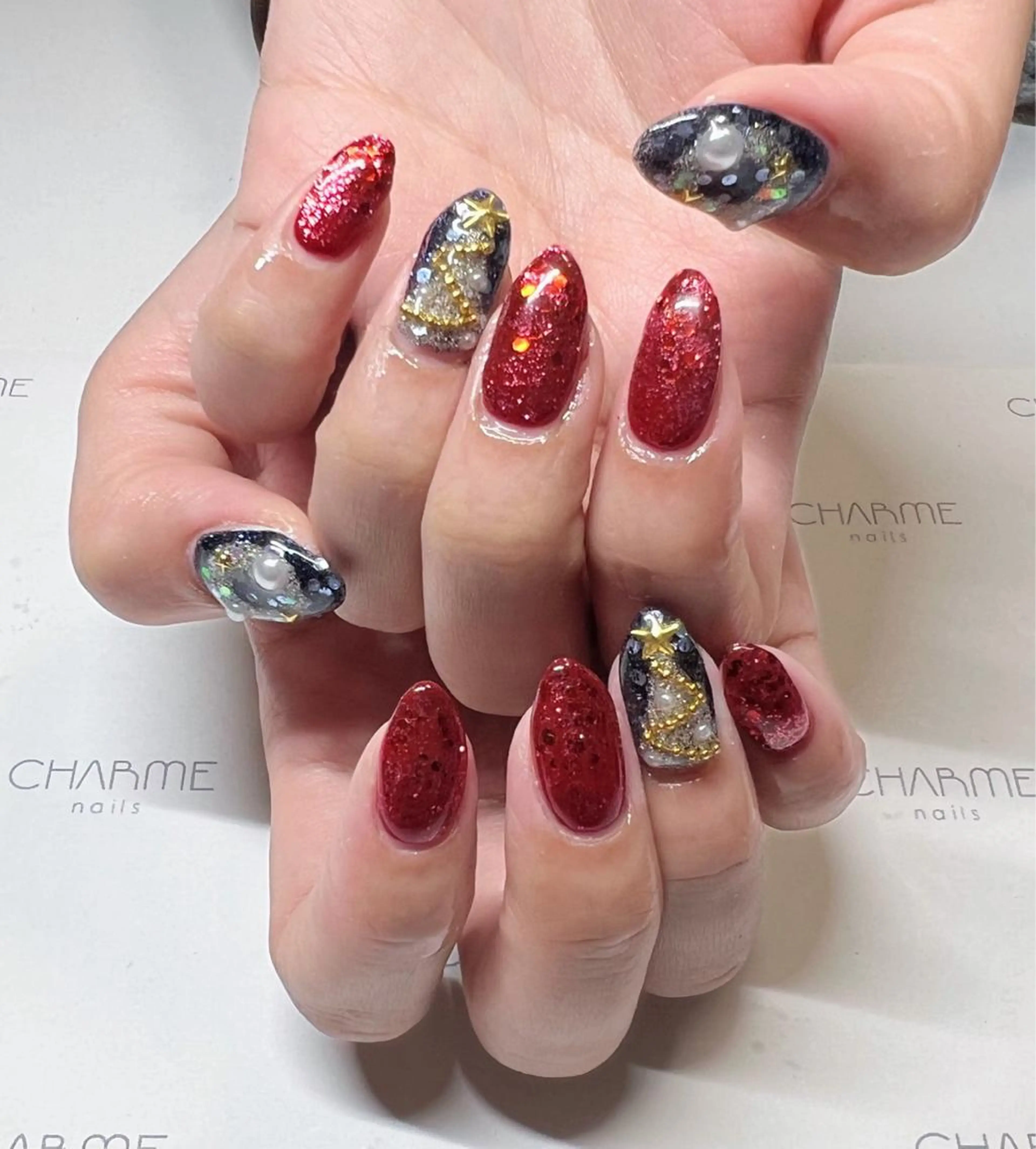 ネイル 冬ネイル クリスマス ハンドネイル CHARME 🤎〔RINA〕のネイルデザイン