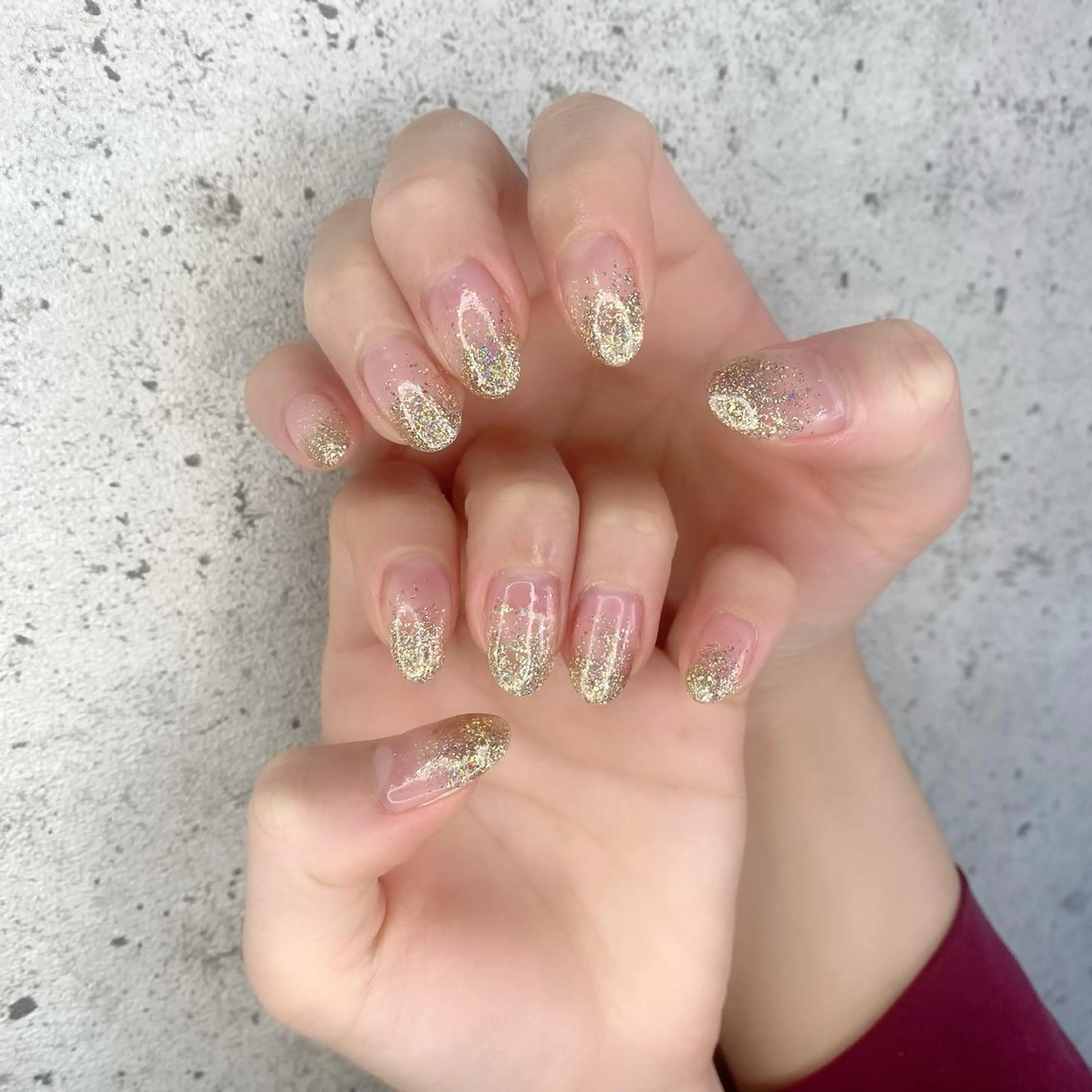 ミディアム カラー パーマ ヘアアレンジ メンズ キッズ ネイル マツエク・マツパ アイブロウ グラデーションカラー フットネイル ゴールド グラデーション キラキラネイル Salon Ｋのネイルデザイン