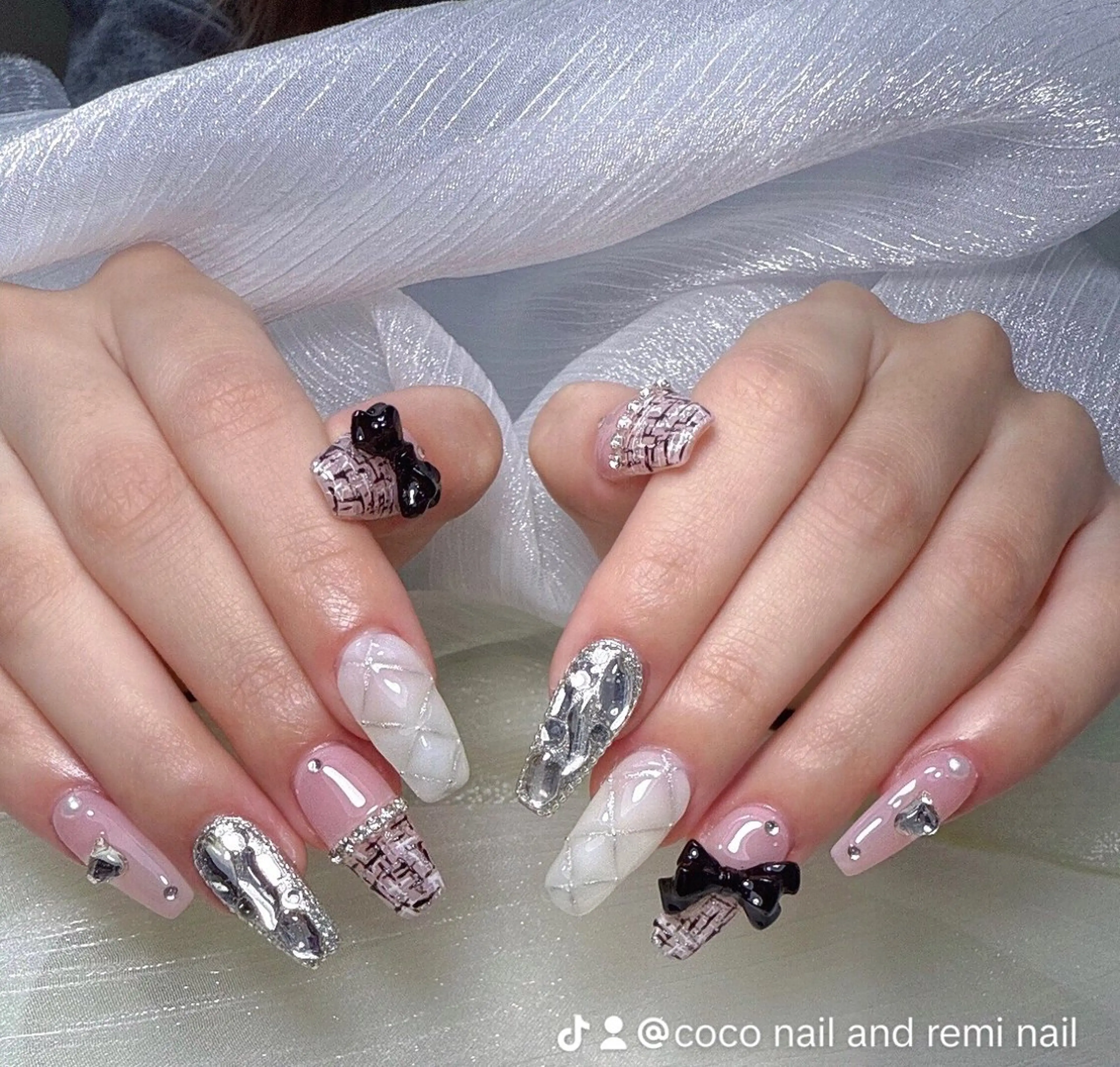 ネイル 長さ出し フレンチネイル 韓国ネイル レース マグネットネイル 高橋 ユキのネイルデザイン