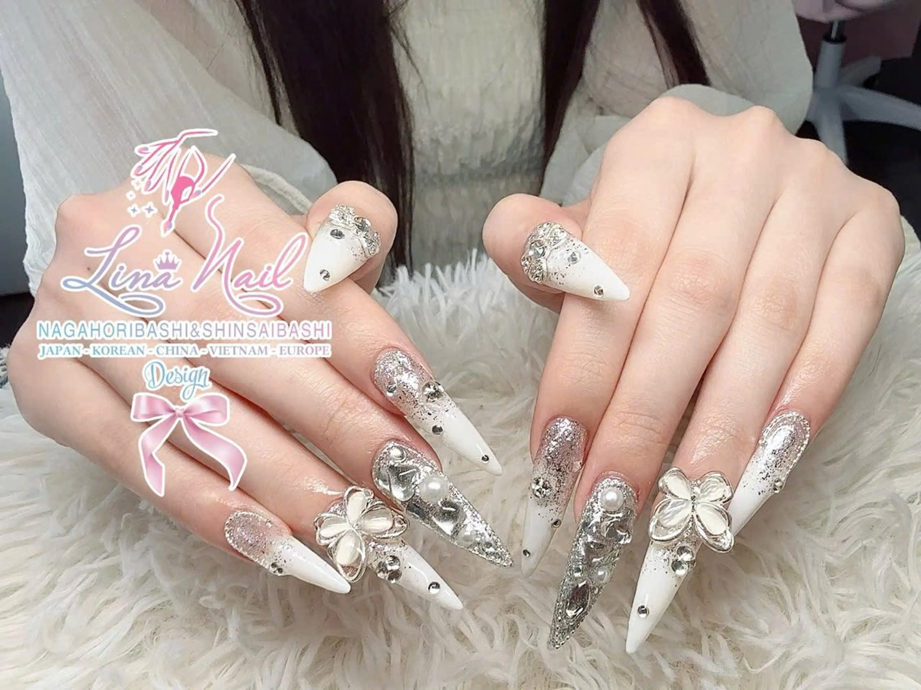 ロング ハンドネイル Linanail Nambaのマツエク・マツパデザイン