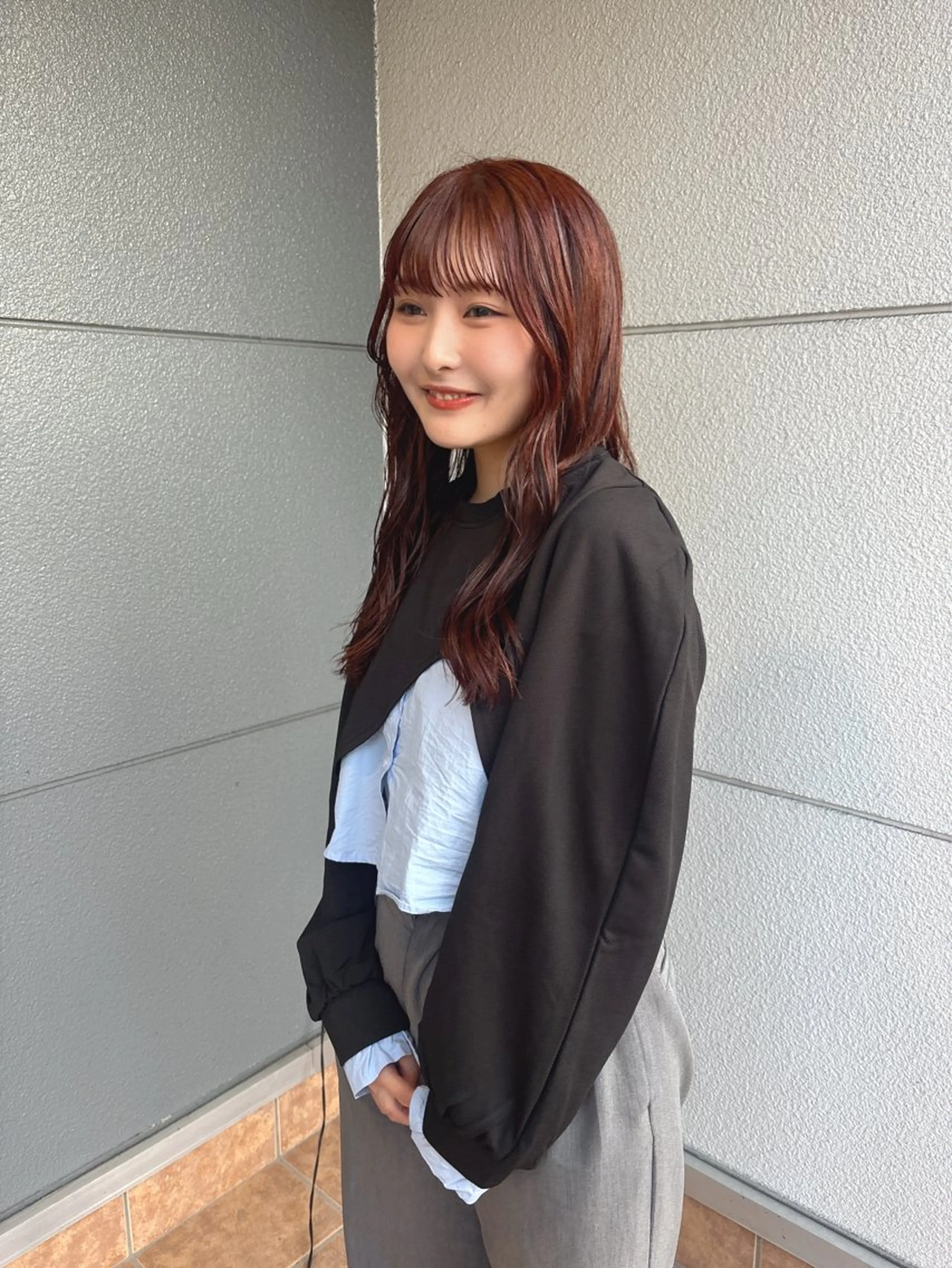 ロング カラー ブラウンカラー オレンジ オレンジブラウン カット ヘアカラー トリートメント 安藤楓華 fuka andoのヘアスタイル