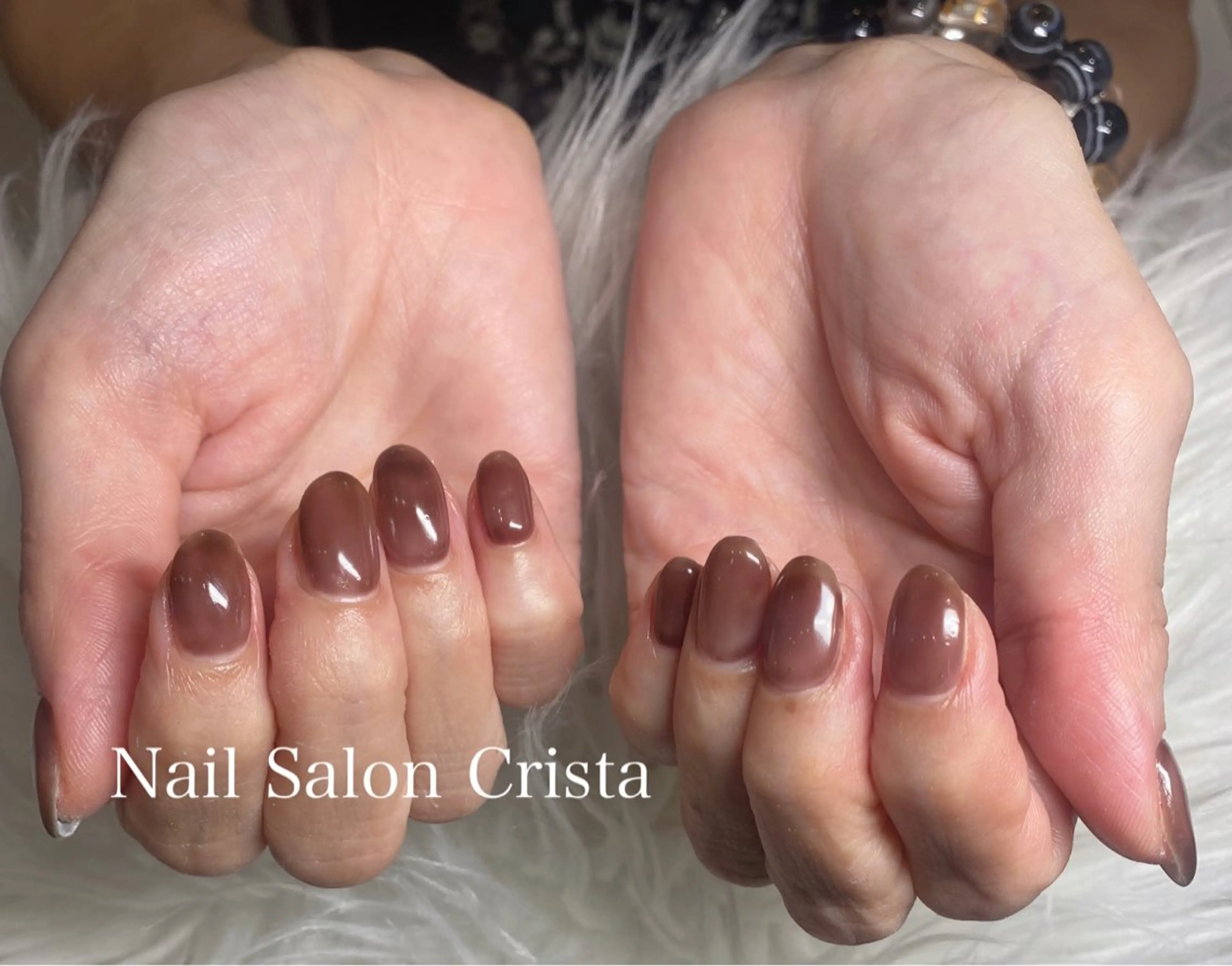 ネイル ブラウン ジェルネイル パラジェル ハンドネイル CRISTA所属・CRISTA MOMOのネイルデザイン