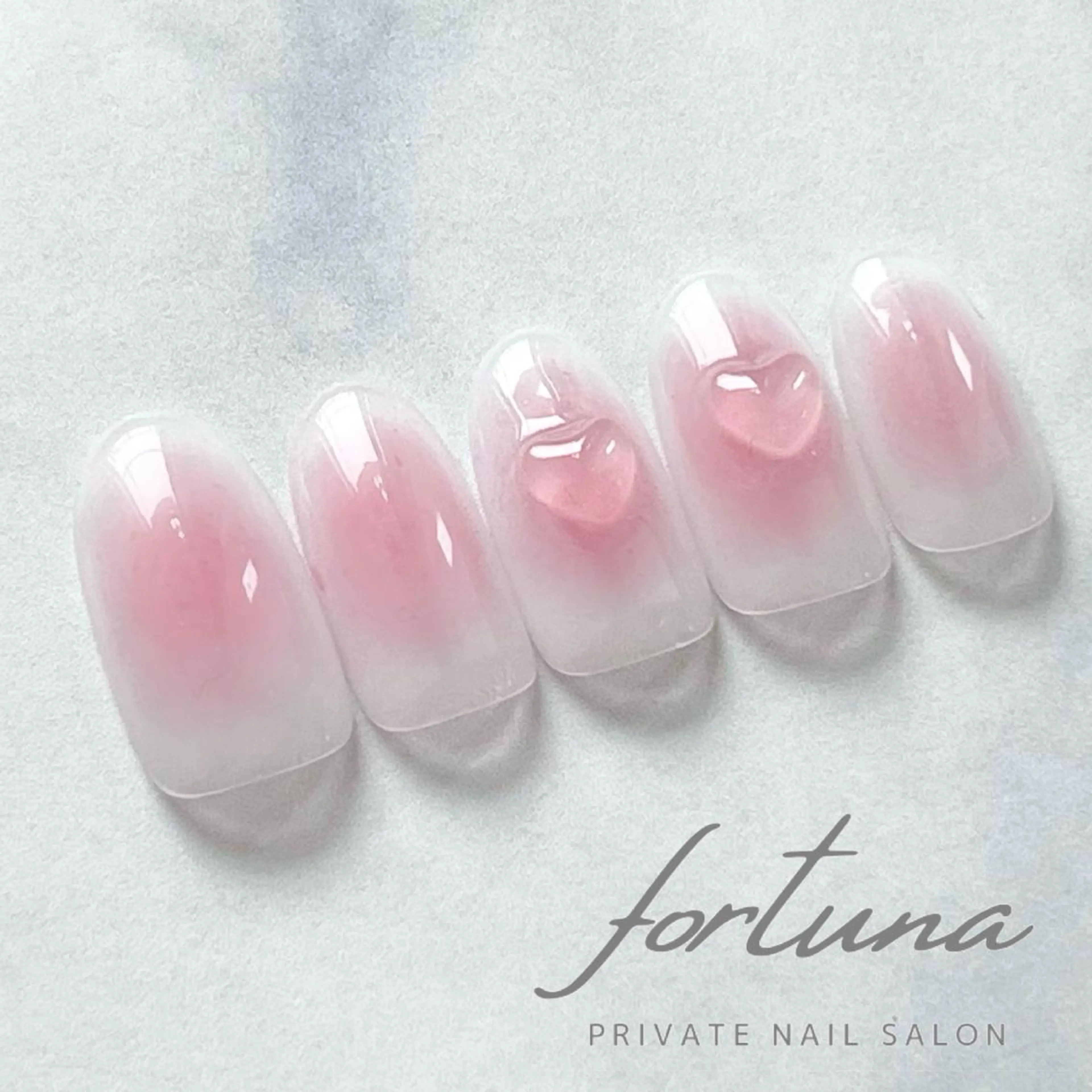 ネイル チークネイル ジェルネイル ハート パラジェル シンプルネイル fortuna 武藤裕美のネイルデザイン