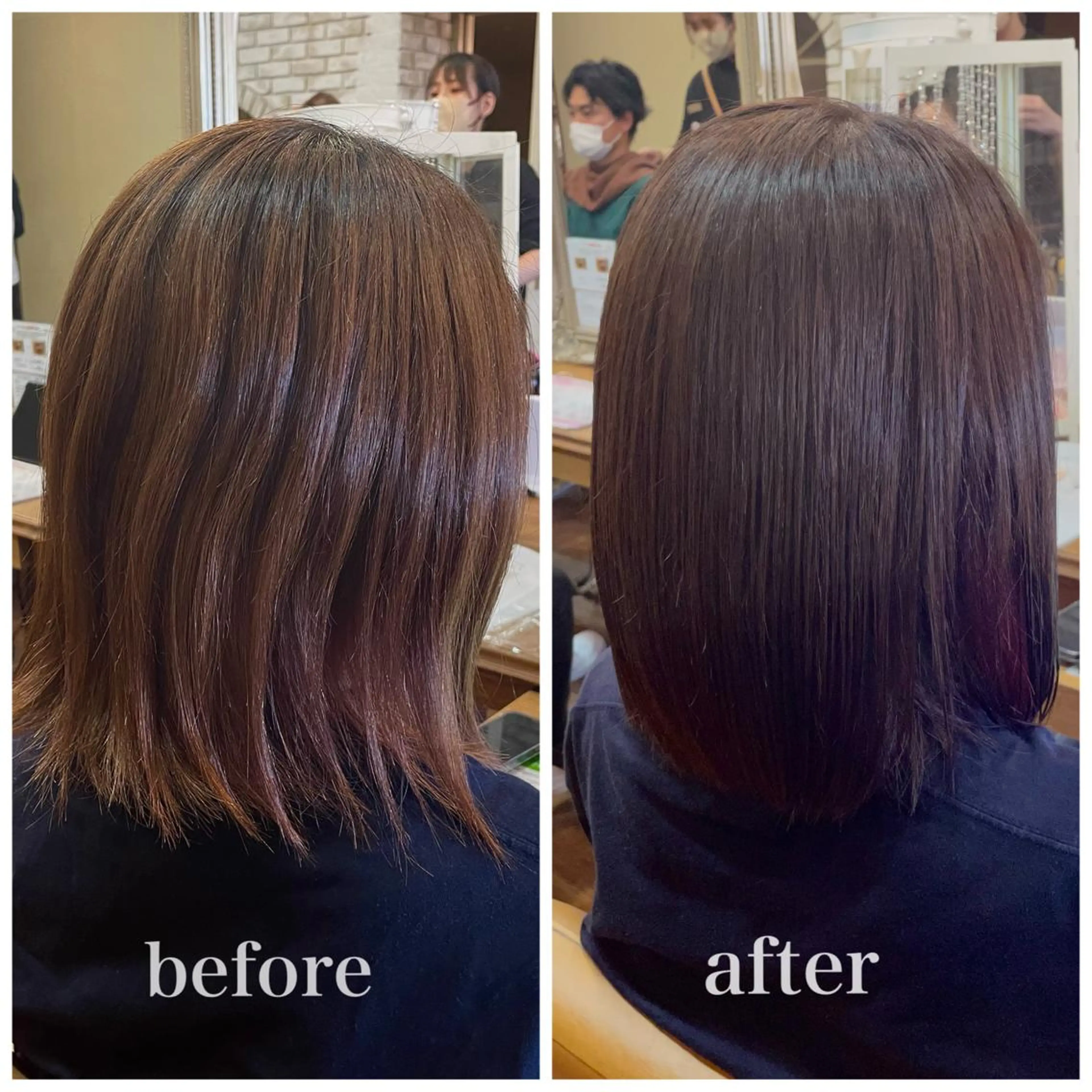 ミディアム カット ヘアカラー トリートメント Saako/髪質改善 /耳つぼジュエリーのヘアスタイル