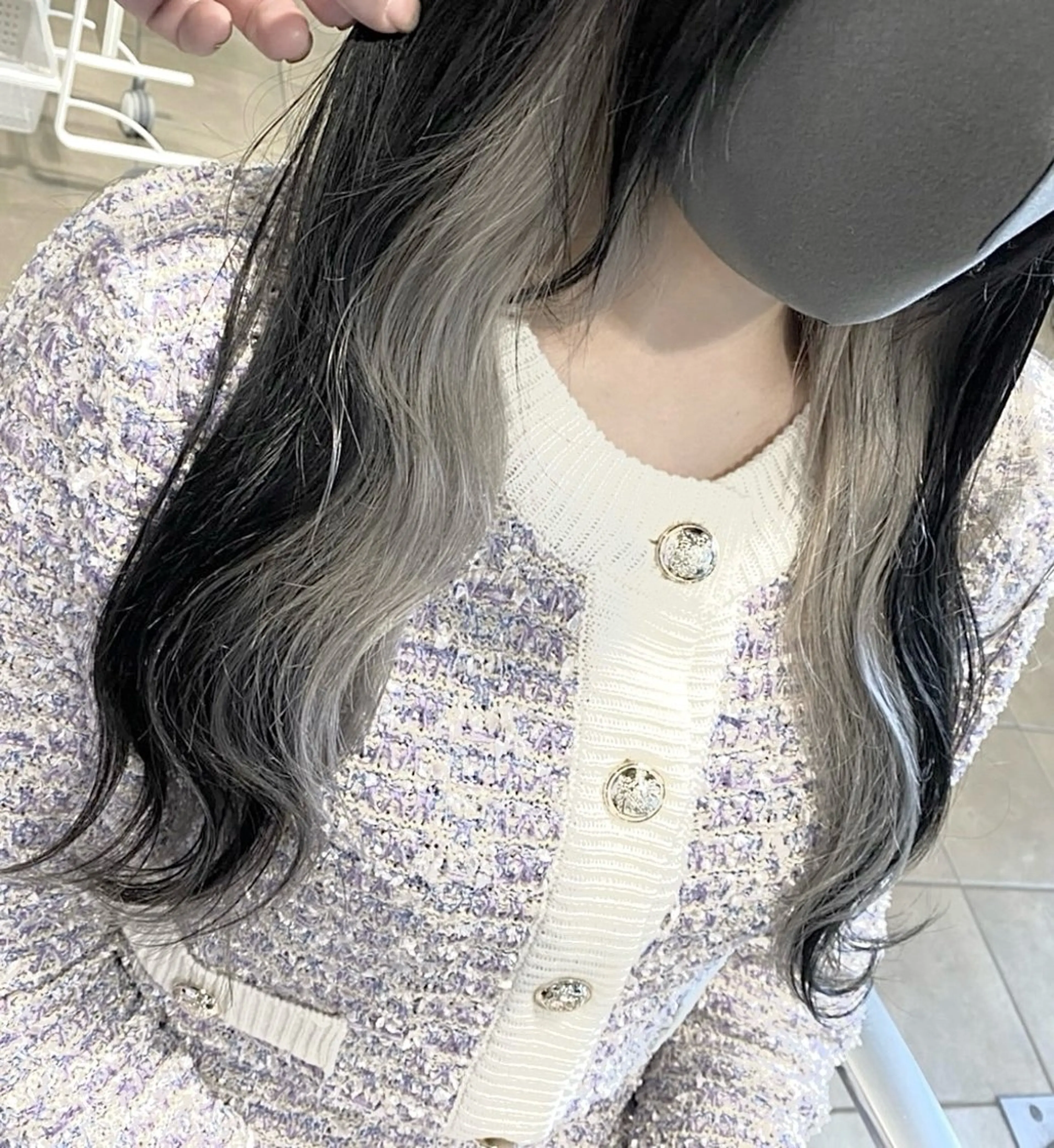 セミロング カラー ブリーチ インナーカラー シルバー ホワイトシルバー メンズ レイヤー ウルフ 弓木啓輔のヘアスタイル