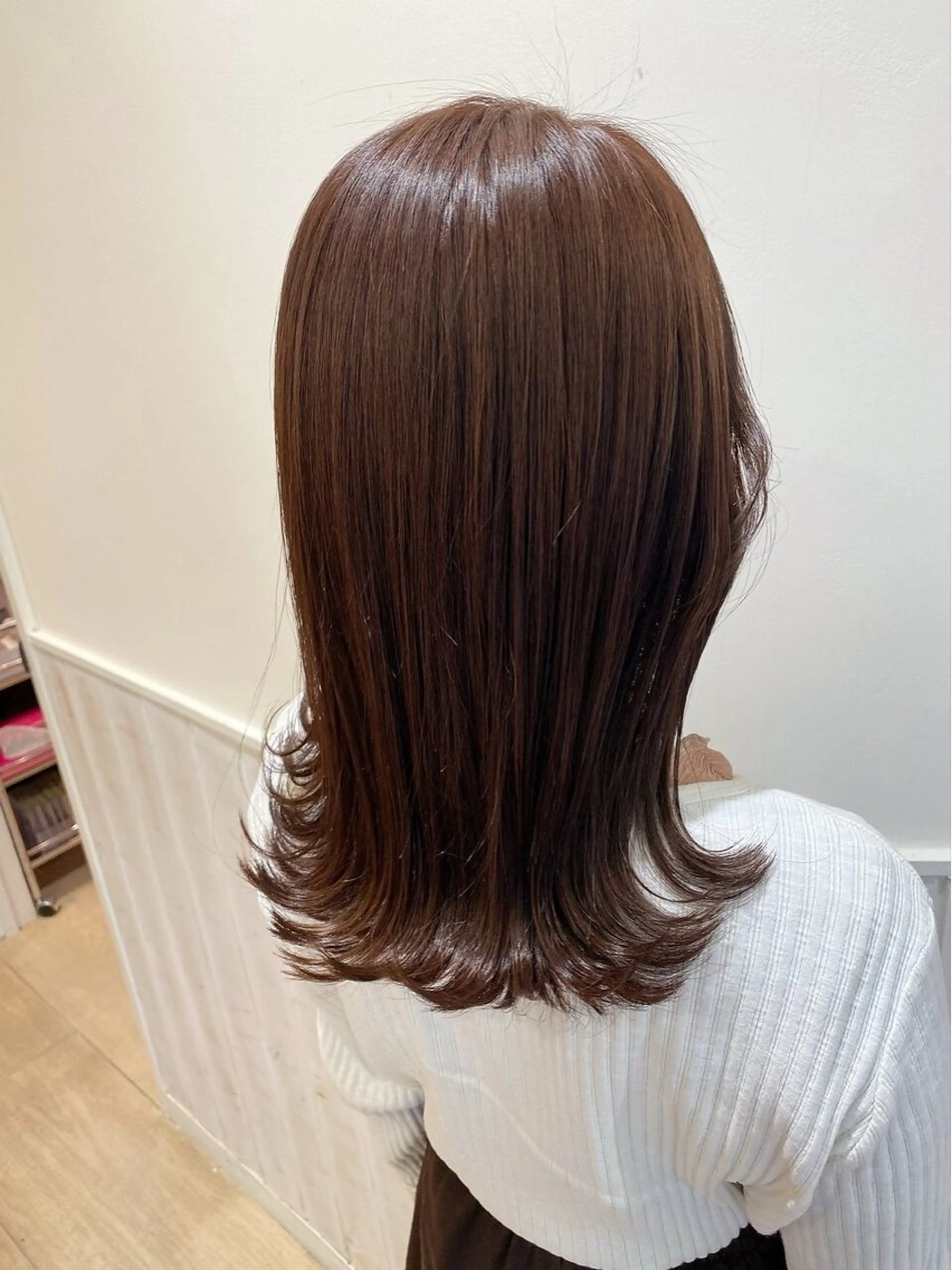 セミロング カラー キッズ ブラウンカラー マロンブラウン 透け感カラー🌿 小島 りなのヘアスタイル