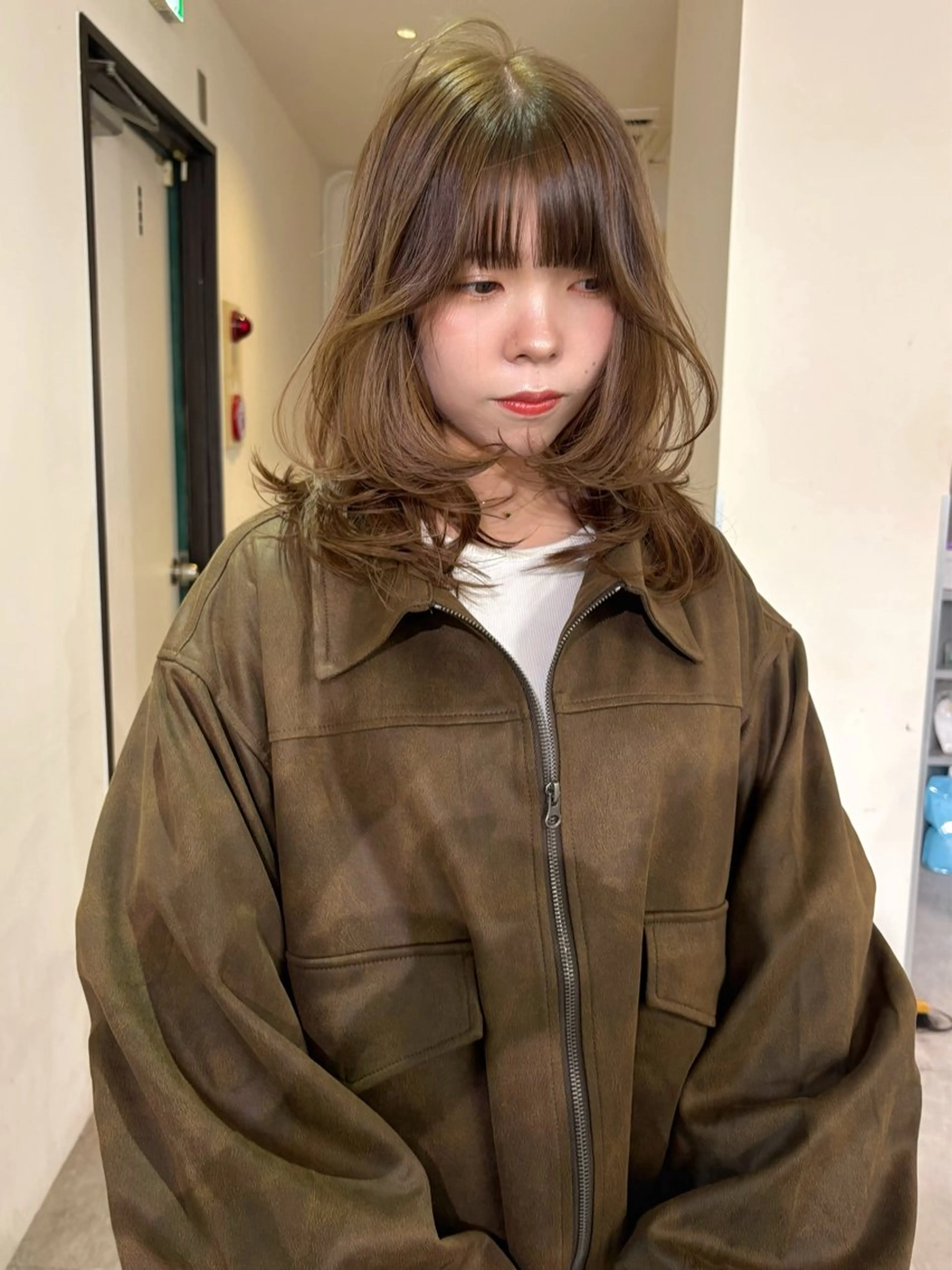 ミディアム カラー ブリーチ 透明感カラー ダブルカラー ブリーチなしカラー カット ヘアカラー mizuki/ピンク ベージュ.レイヤーのヘアスタイル