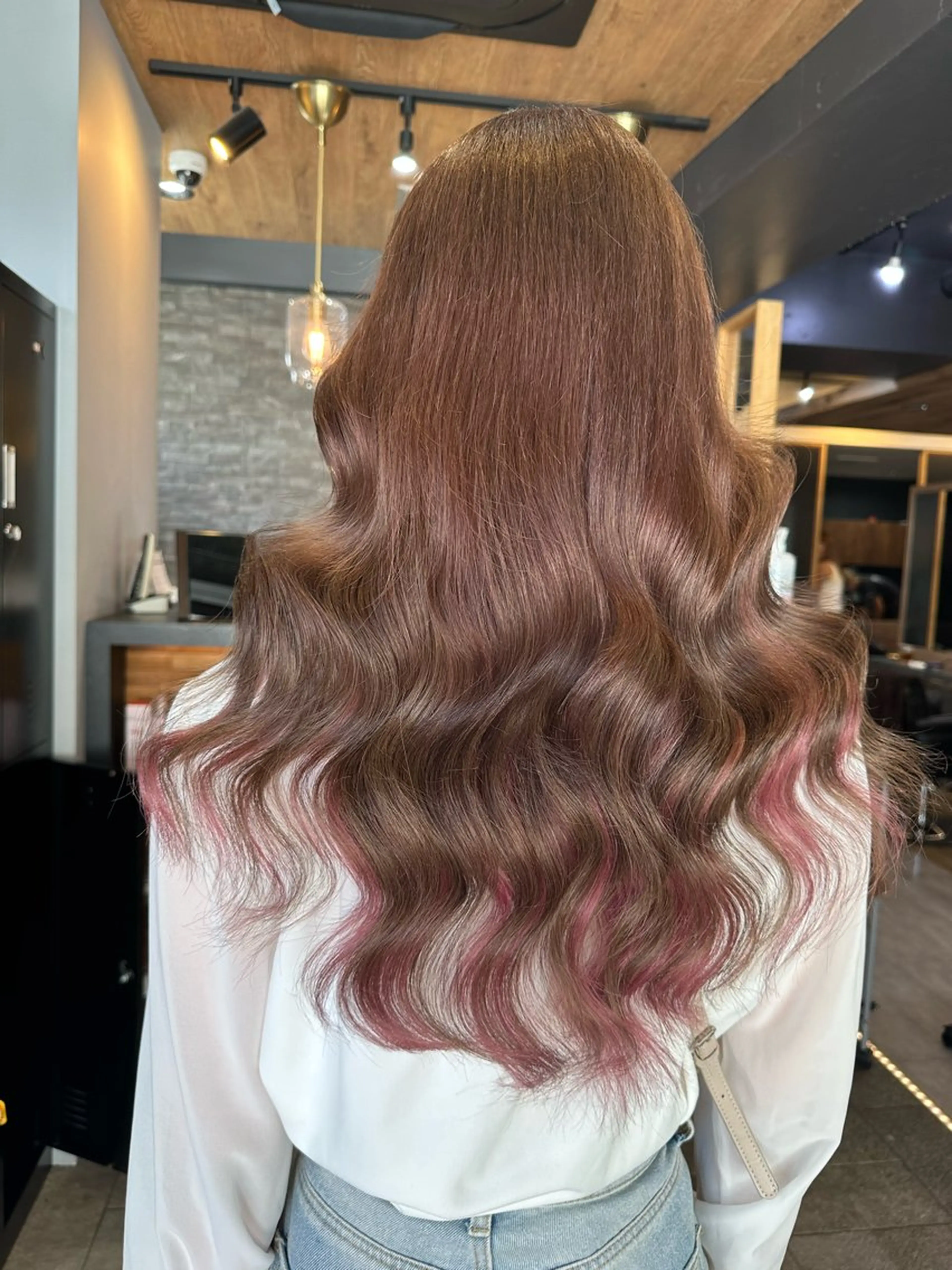 ロング ピンクブラウン エクステ カット ヘアカラー エクステ 横浜/あゆみ/ エクステ特化のヘアスタイル