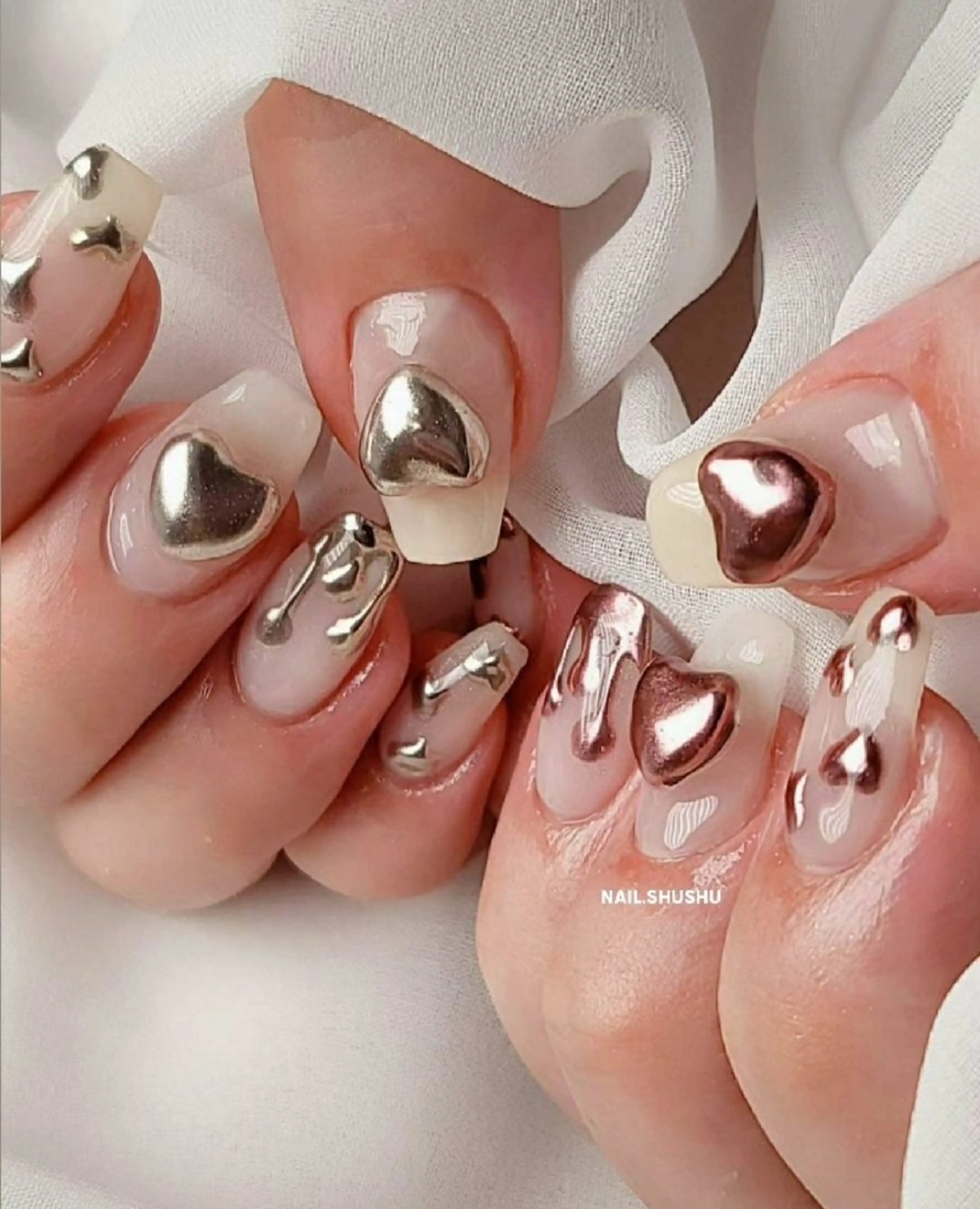ネイル 持ち込み ニュアンスネイル ワンカラーネイル シンプルネイル 3dパーツ/流行り 👧shushu❤️のネイルデザイン