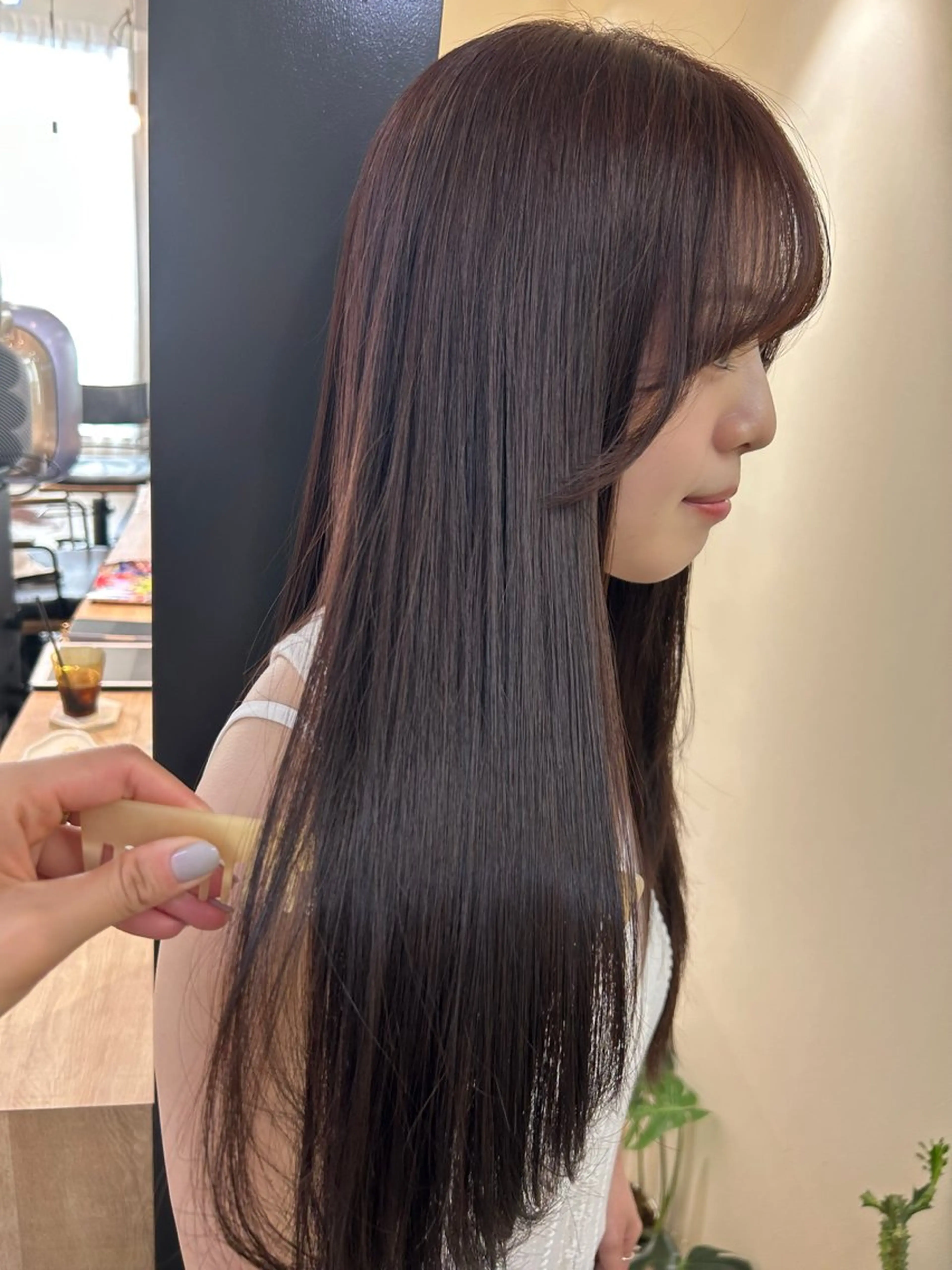 ロング カラー ブラウンカラー レッドカラー レッドブラウン カット ヘアカラー トリートメント hub hair レイヤー/透明感のヘアスタイル