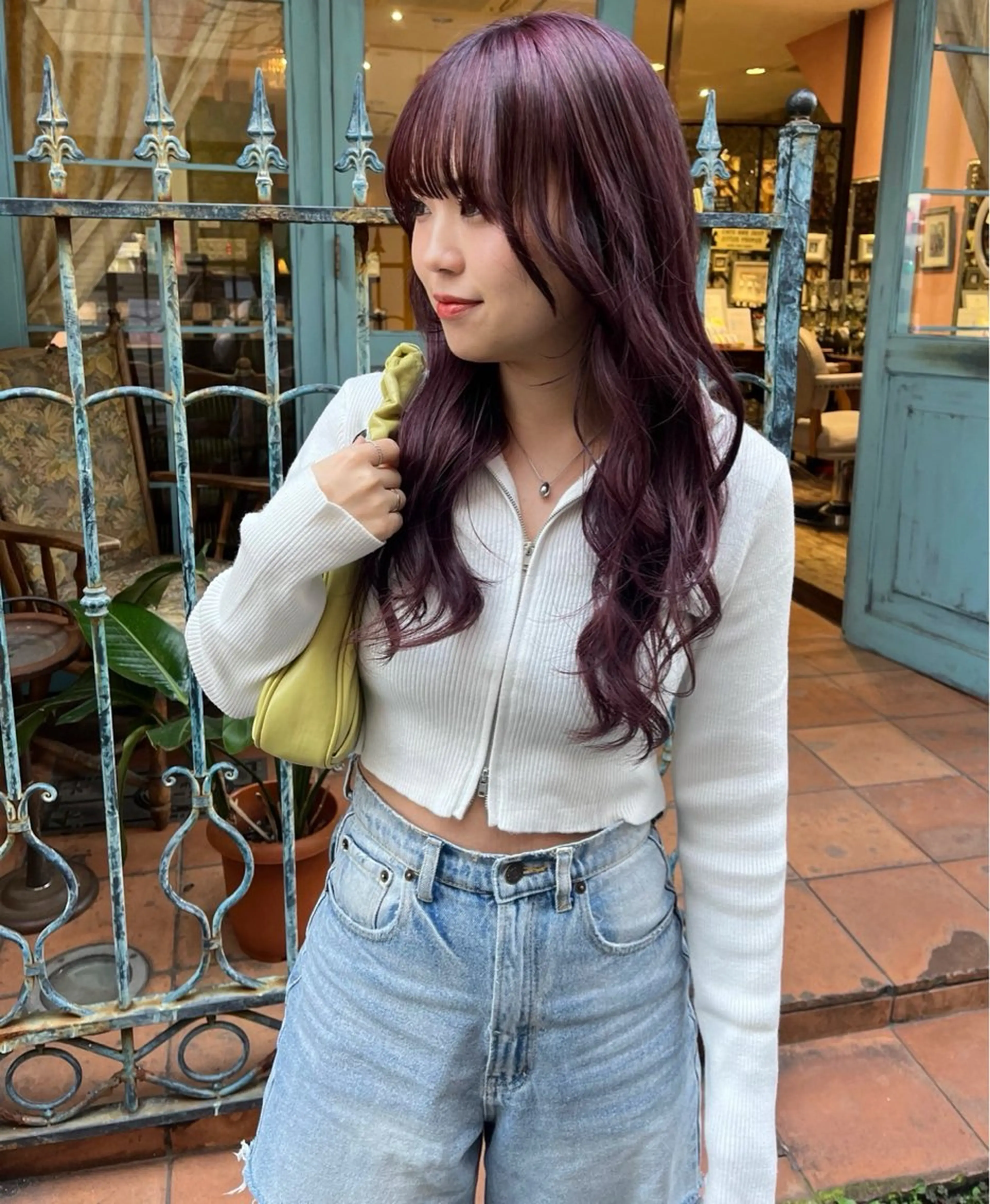 ロング カラー カシス ふうか 心斎橋美容室のヘアスタイル