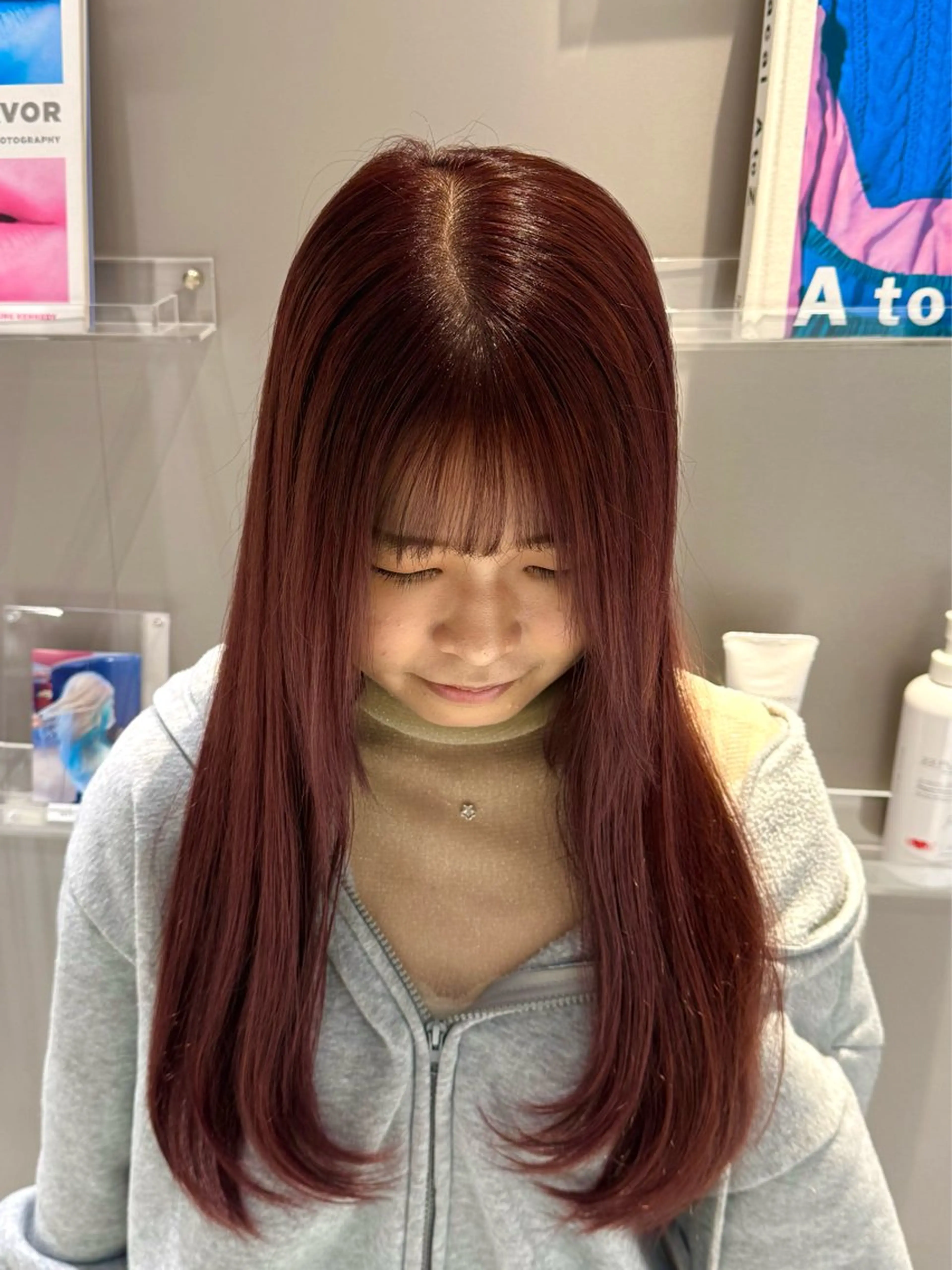 ロング カラー 透明感カラー ピンクカラー レッドカラー ヘアカラー 艶カラー/ハイトーン /アレンジ/meiのヘアスタイル