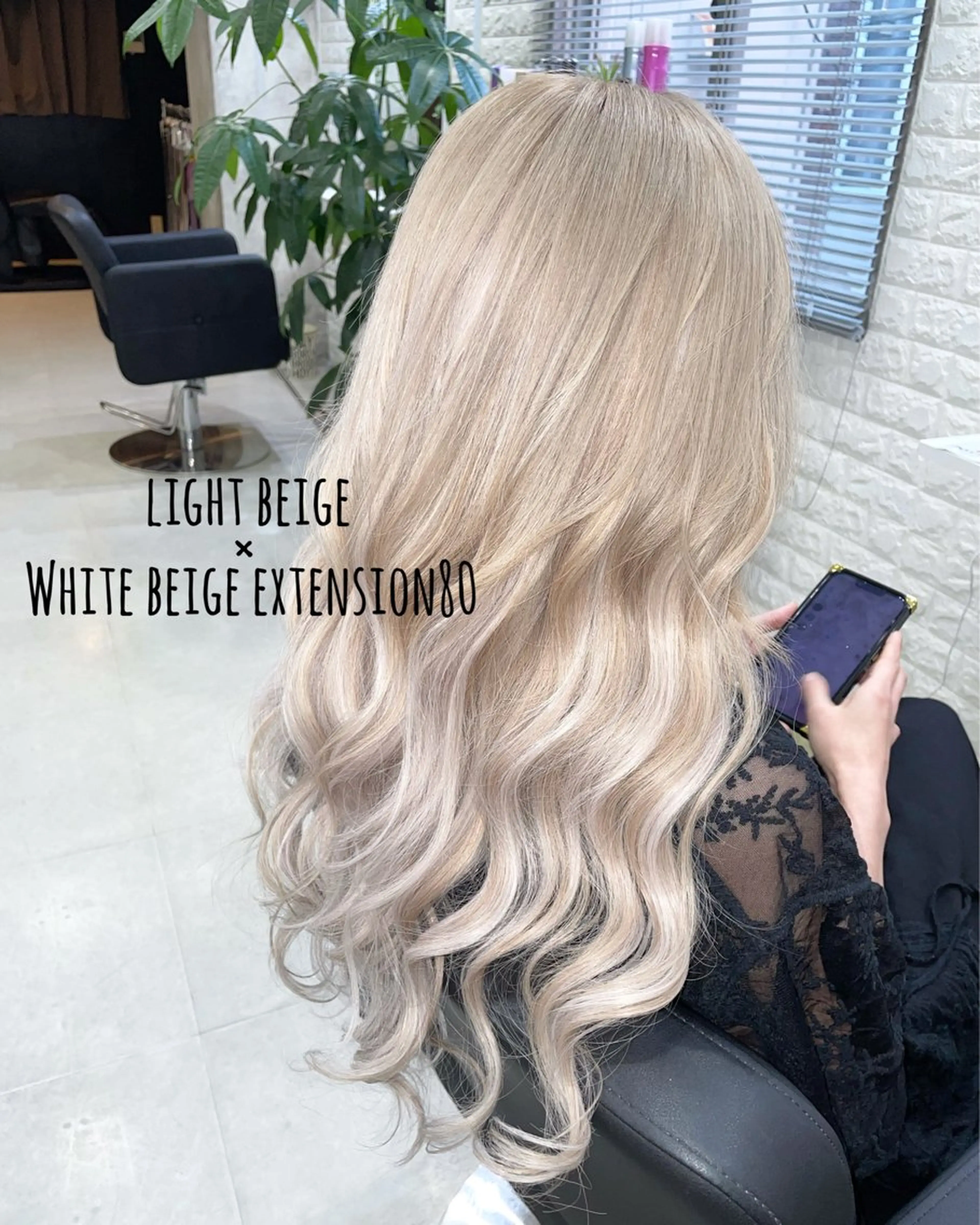 ミディアム カラー ベージュカラー ブリーチ ホワイトベージュ エクステ カット ヘアカラー エクステ にしき さんのヘアスタイル