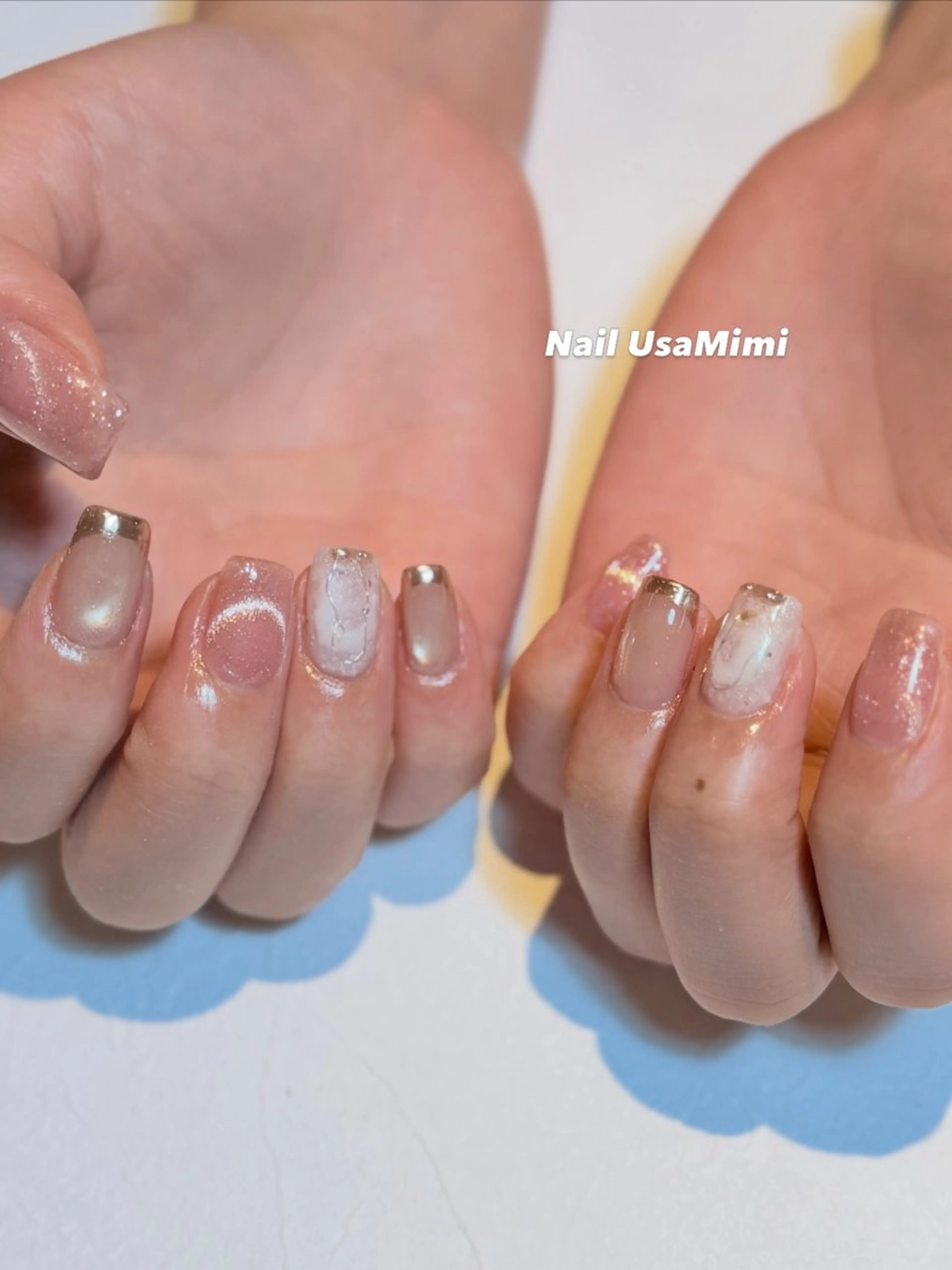 ネイル アートネイル ジェルネイル キラキラネイル オフィスネイル 春ネイル ハンドネイル Nail Usa Mimi ASAKOのネイルデザイン