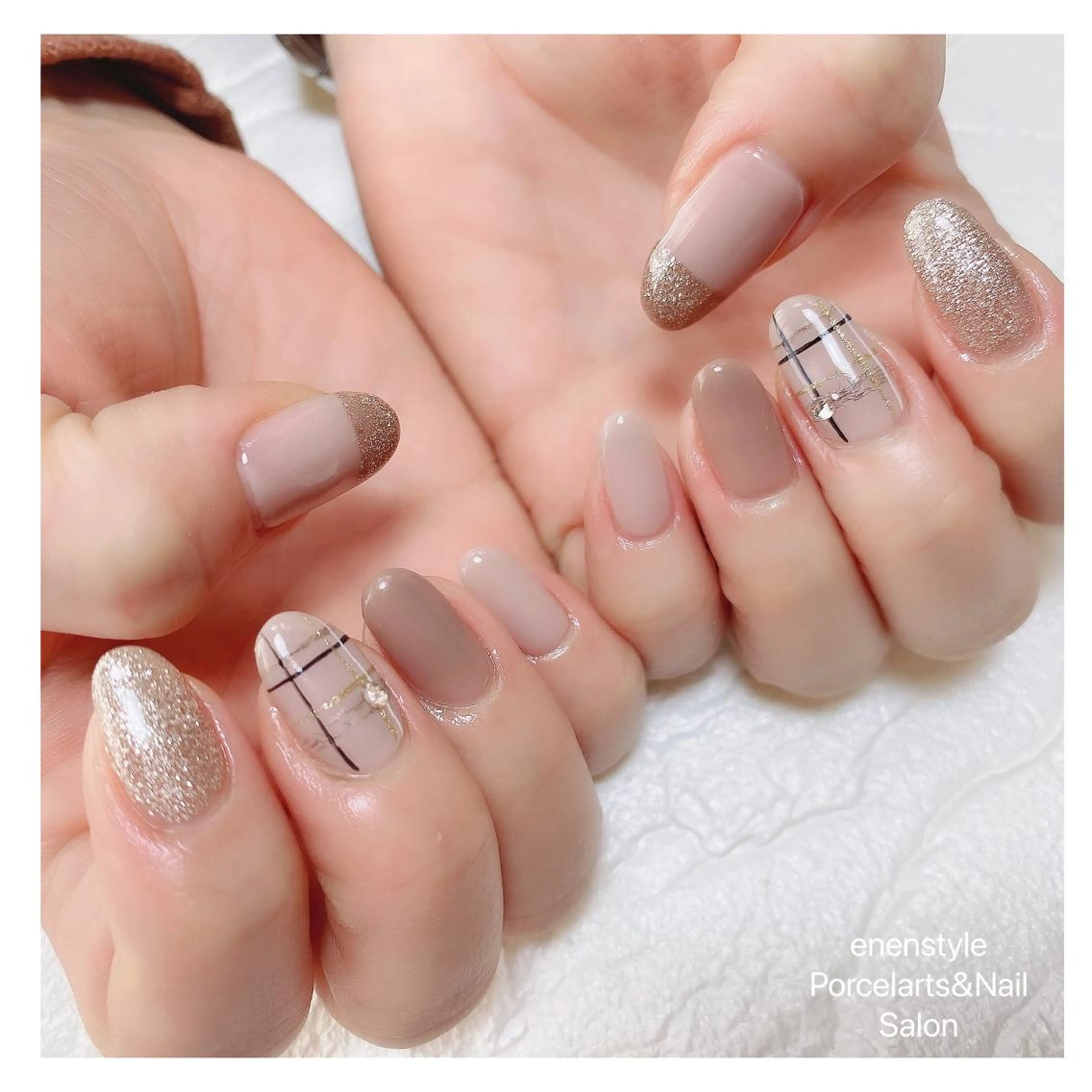 ミディアム ネイル ハンドネイル 👑enen style👑のネイルデザイン