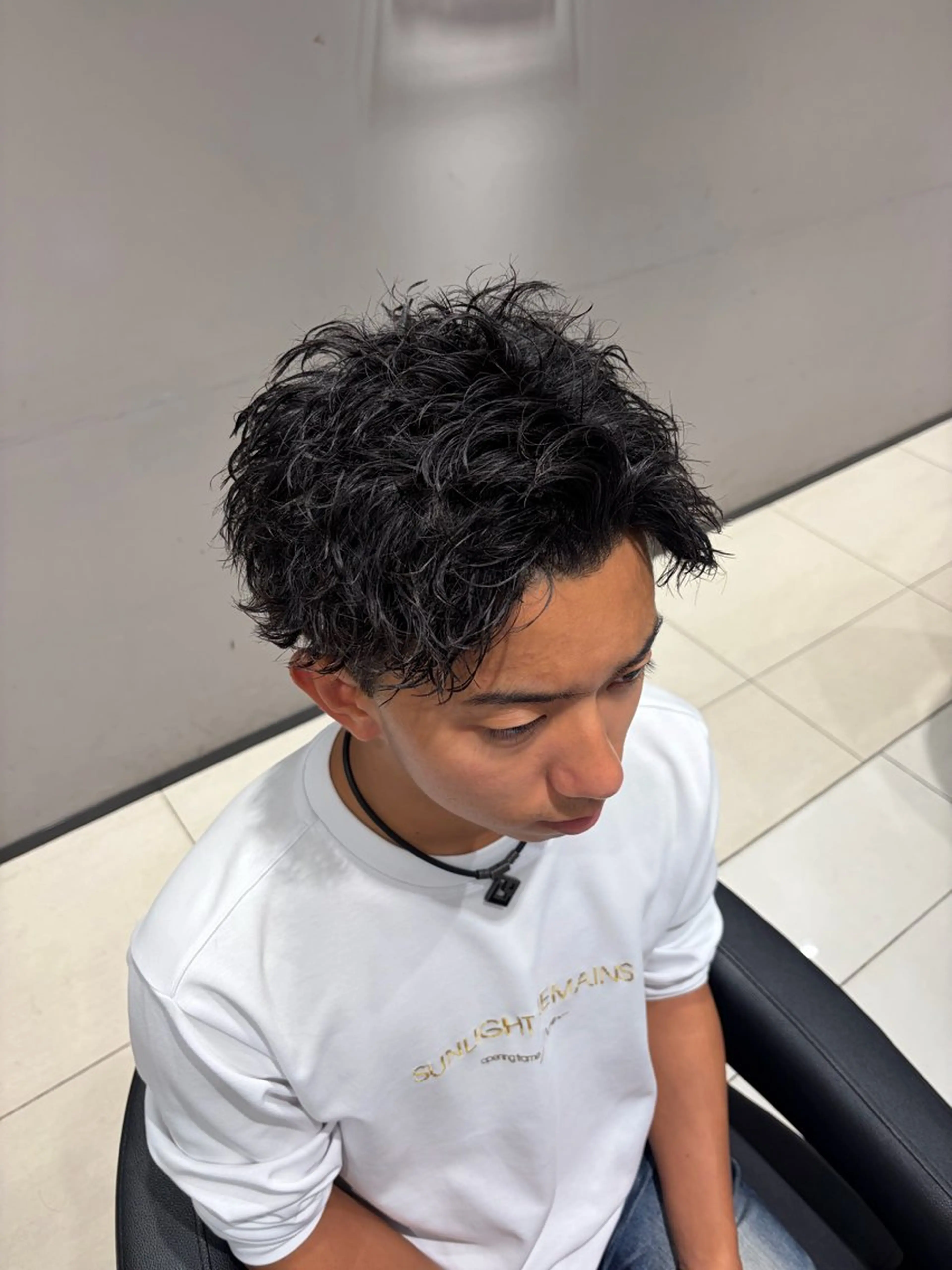 ショート パーマ メンズ アップバング ショートヘア 関内/メンズパーマ/ 男性専門/菊池蒼大のヘアスタイル