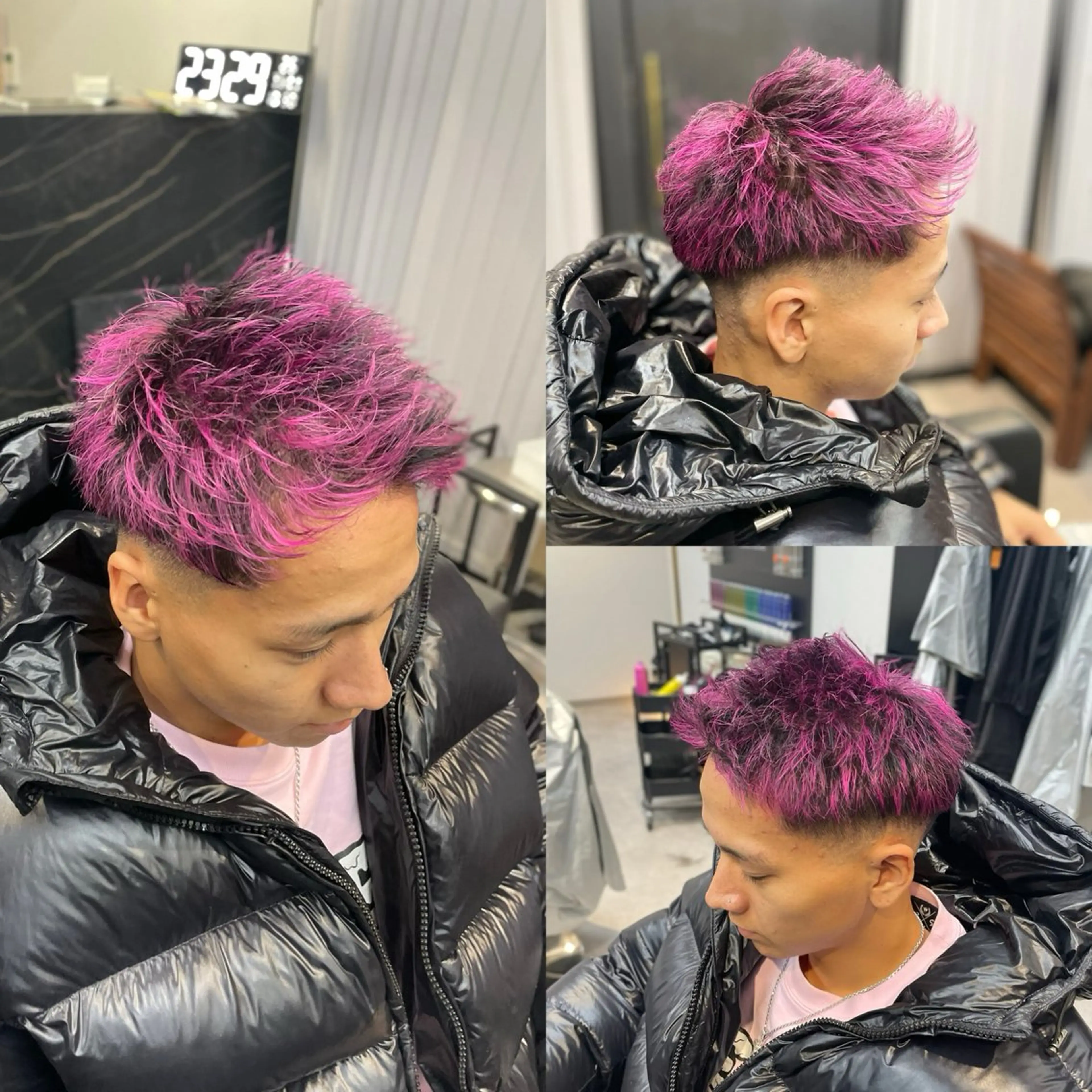 ショート カラー メッシュ ピンクカラー カット ヘアカラー 清藤 竜輝のヘアスタイル