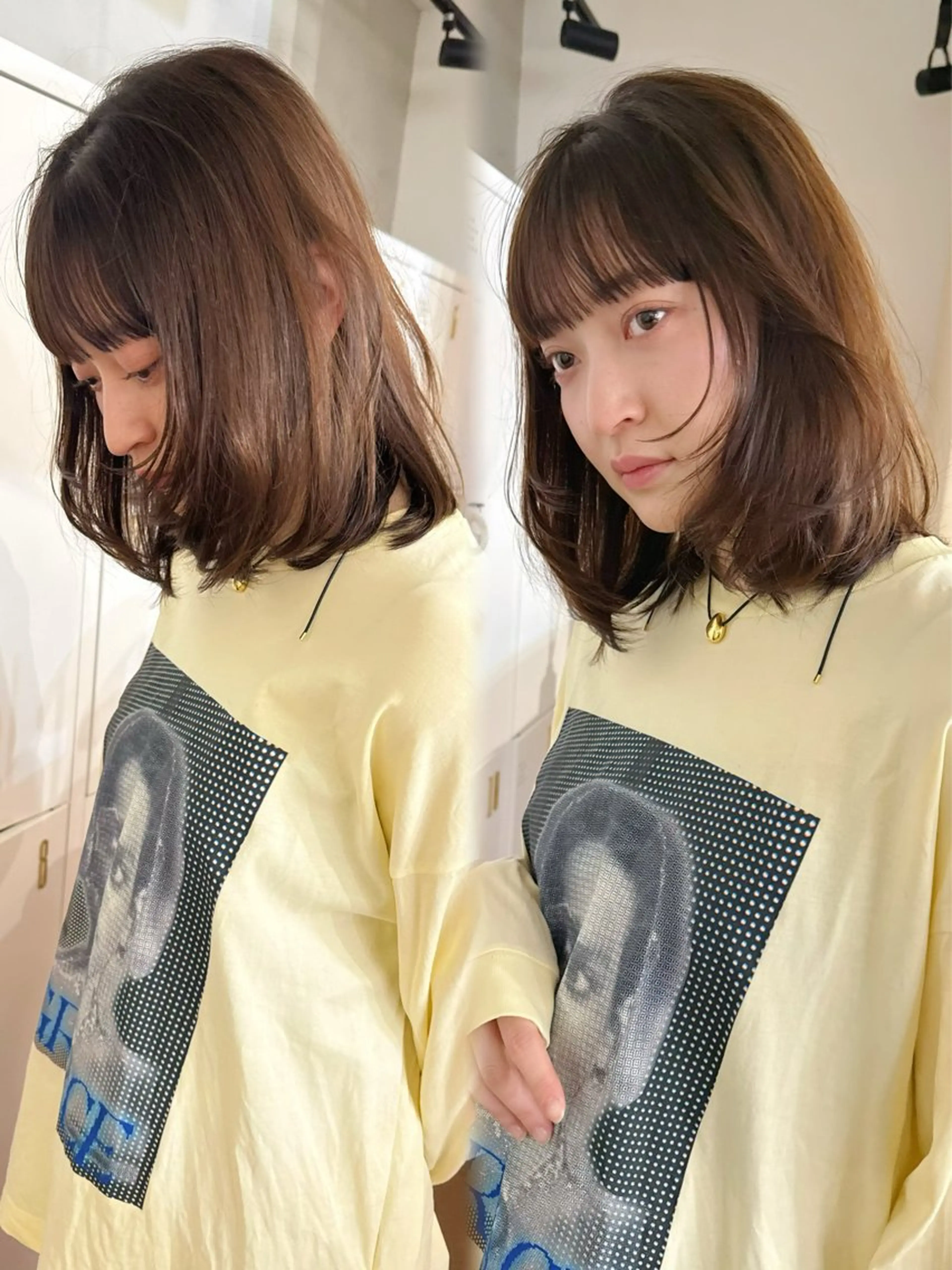 ミディアム カラー ❤️アヤカ Wカラー ボブ レイヤー❤️のヘアスタイル