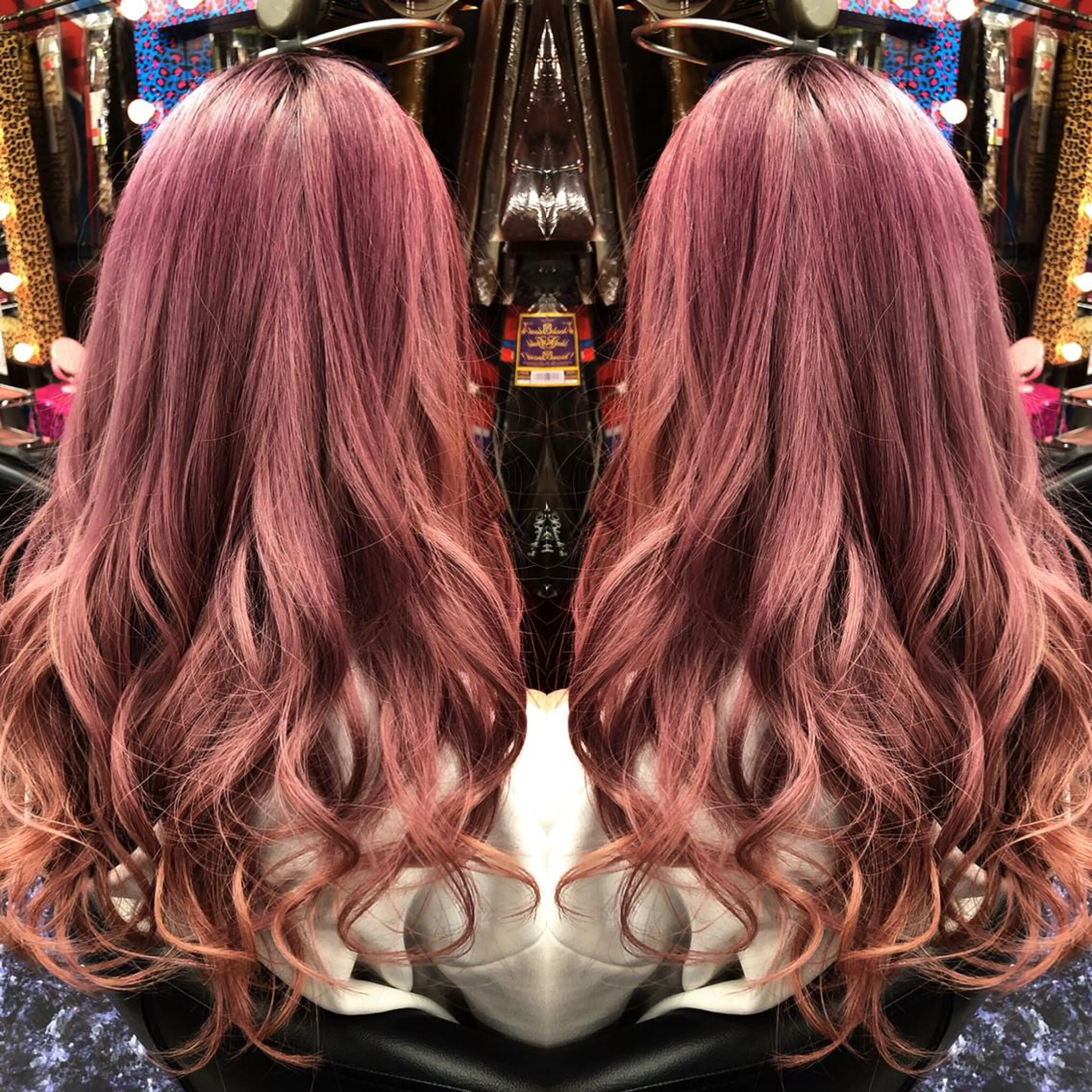 ミディアム カラー ヘアアレンジ アッシュ ブリーチ ピンクカラー ヘアカラー 今泉 周のヘアスタイル