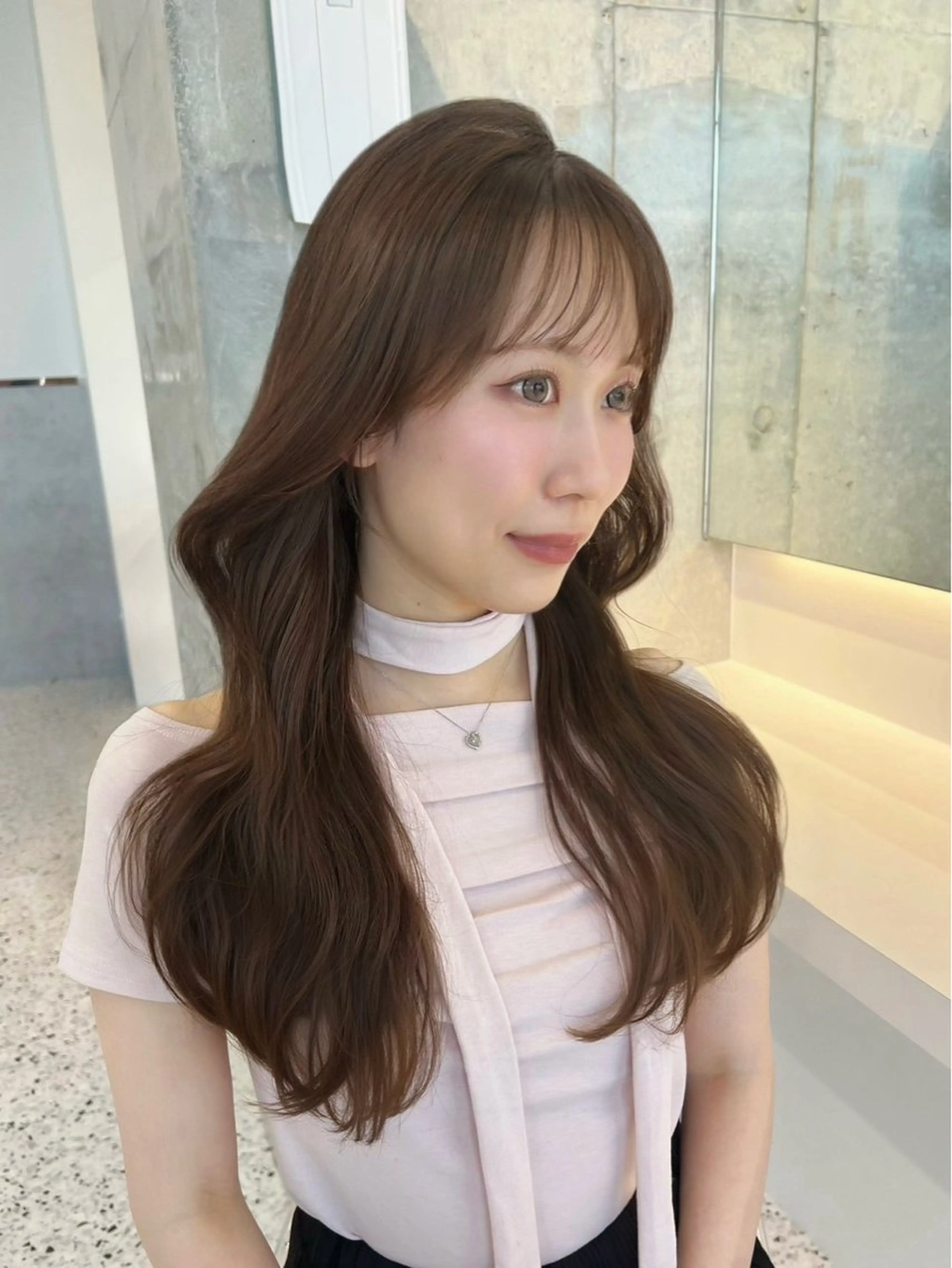 ロング チョコレートブラウン 髪質改善 レイヤーカット トリートメント 🎀透明感カラー shizuka🎀のヘアスタイル