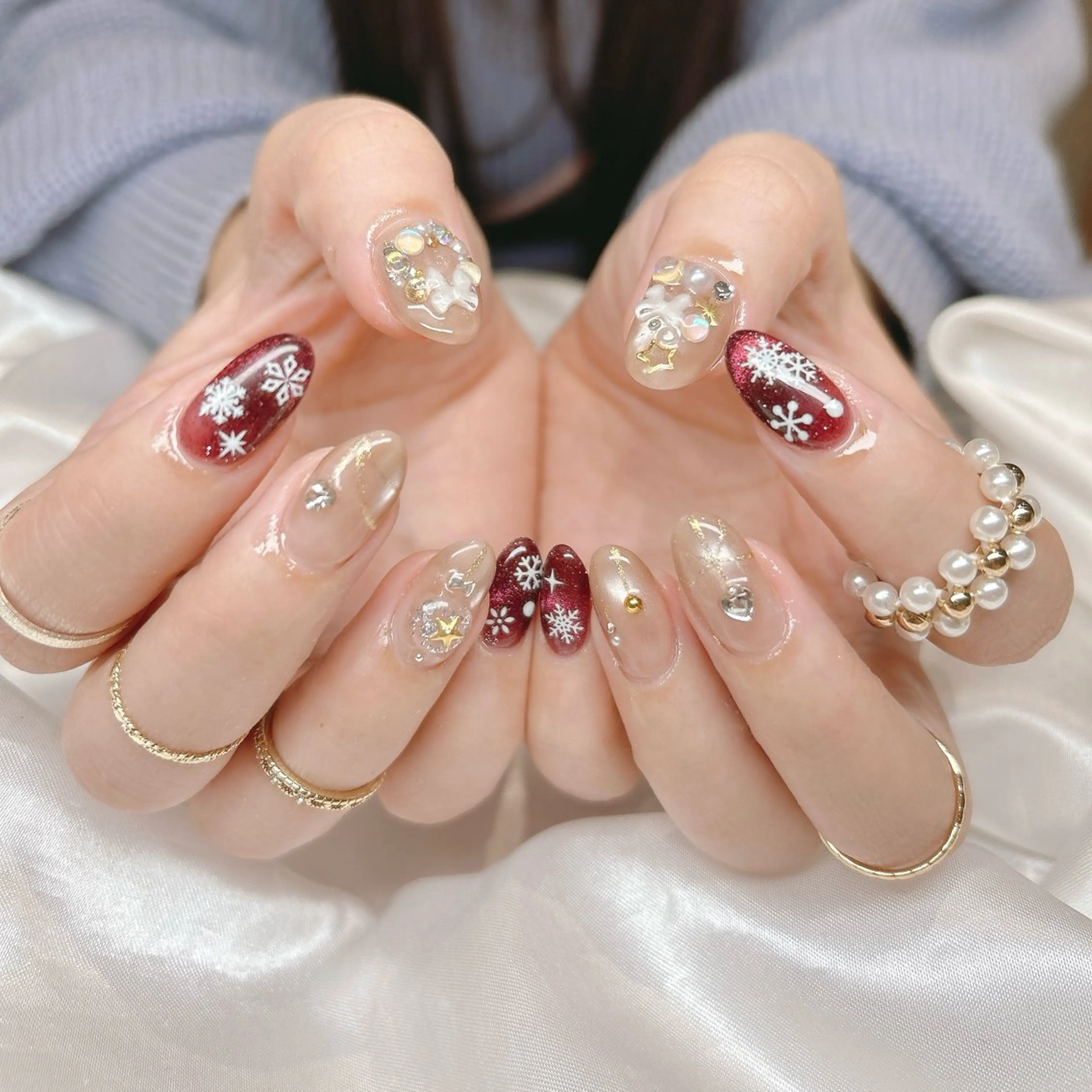 ネイル 冬ネイル クリスマス ハンドネイル junna 金山.東別院.上前津のネイルデザイン