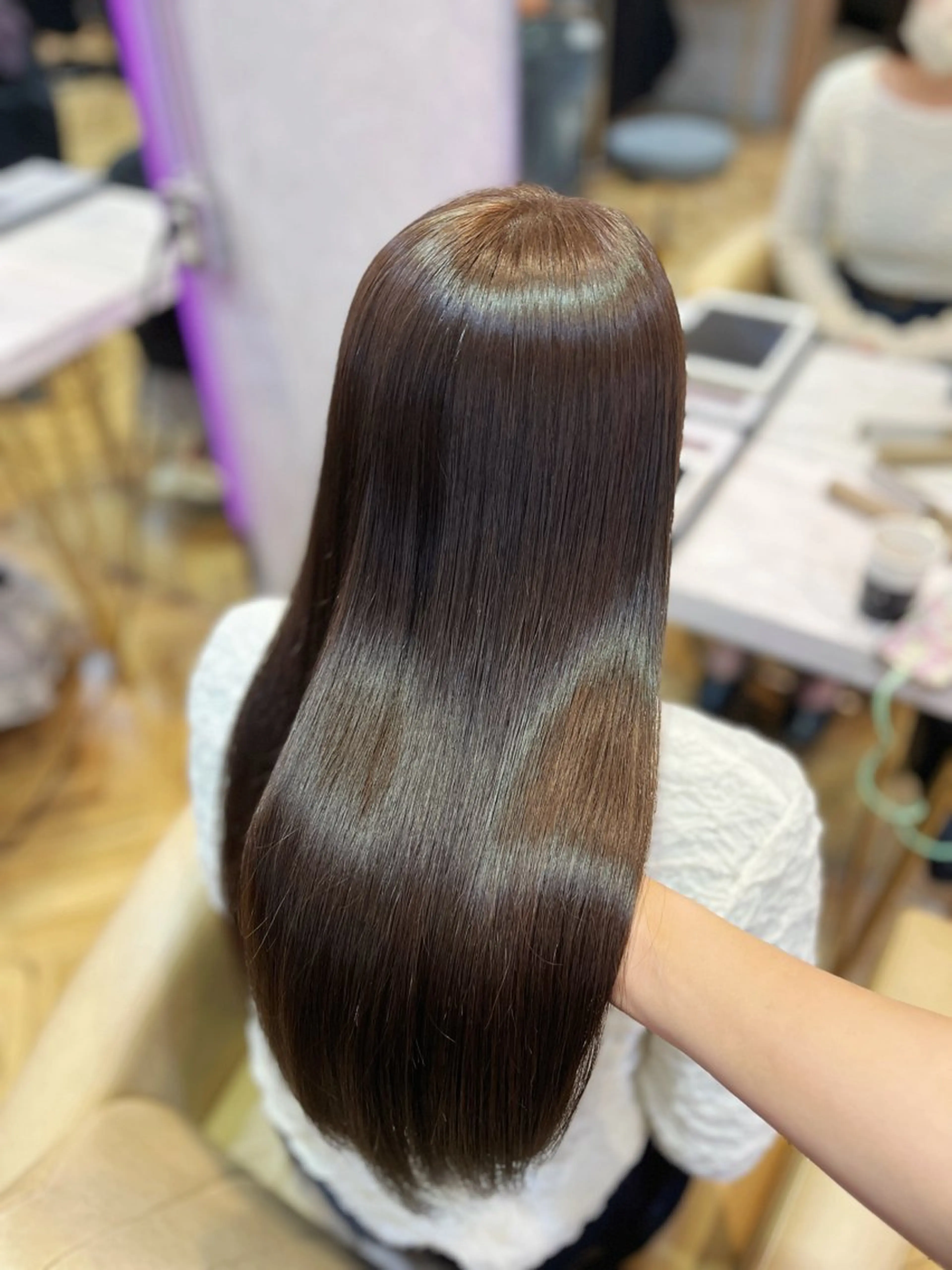 ロング カット ヘアカラー 縮毛矯正 トリートメント 韓国🎀レイヤー/艶 髪/縮毛矯正/ユリナのヘアスタイル