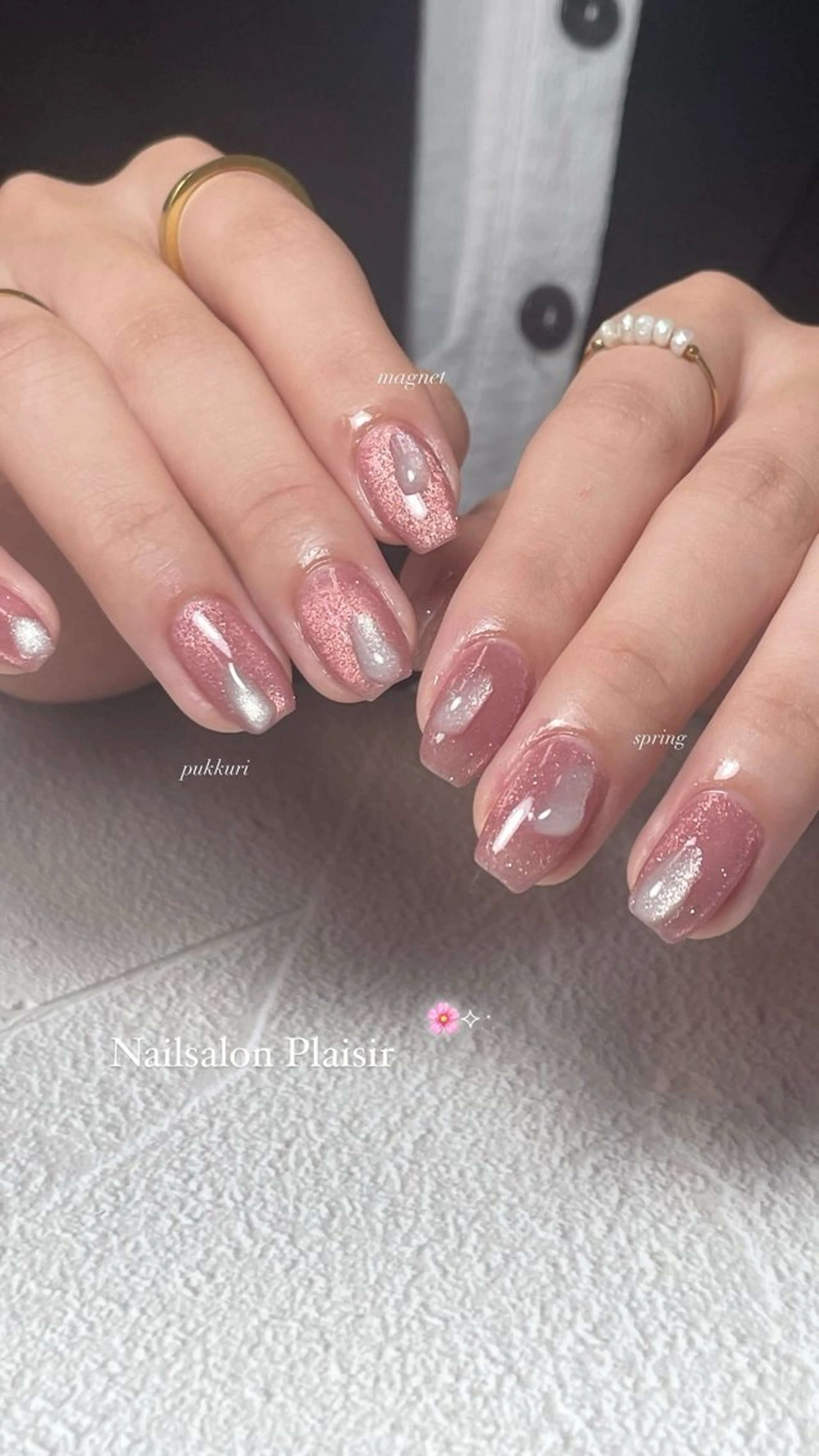 ネイル アートネイル チークネイル ジェルネイル ハート キラキラネイル ハンドネイル Nallsalon Plaisirbeauty所属・Plaisir beautyのネイルデザイン