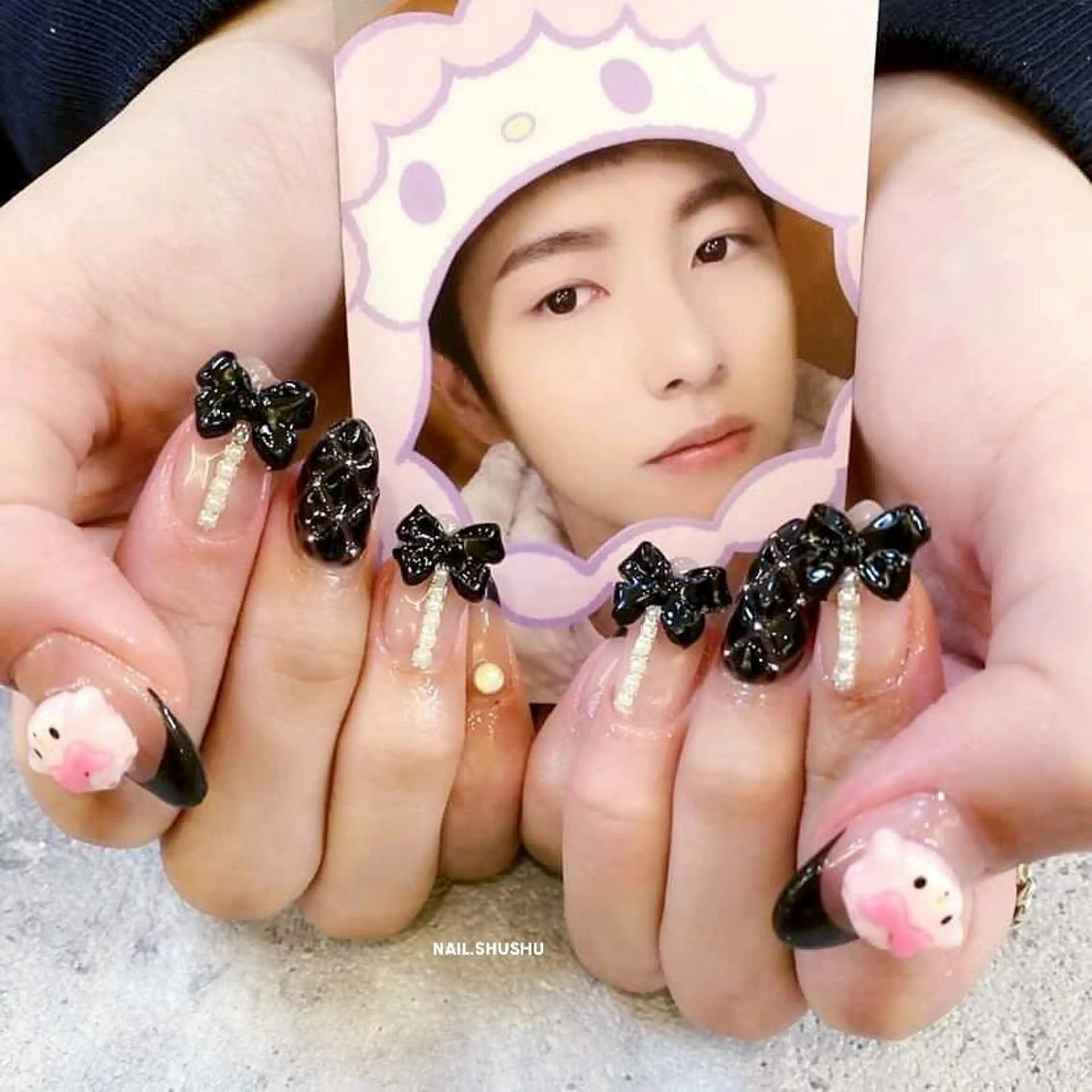 ネイル アートネイル 韓国ネイル 持ち込み ニュアンスネイル シンプルネイル 3dパーツ/流行り 👧shushu❤️のネイルデザイン