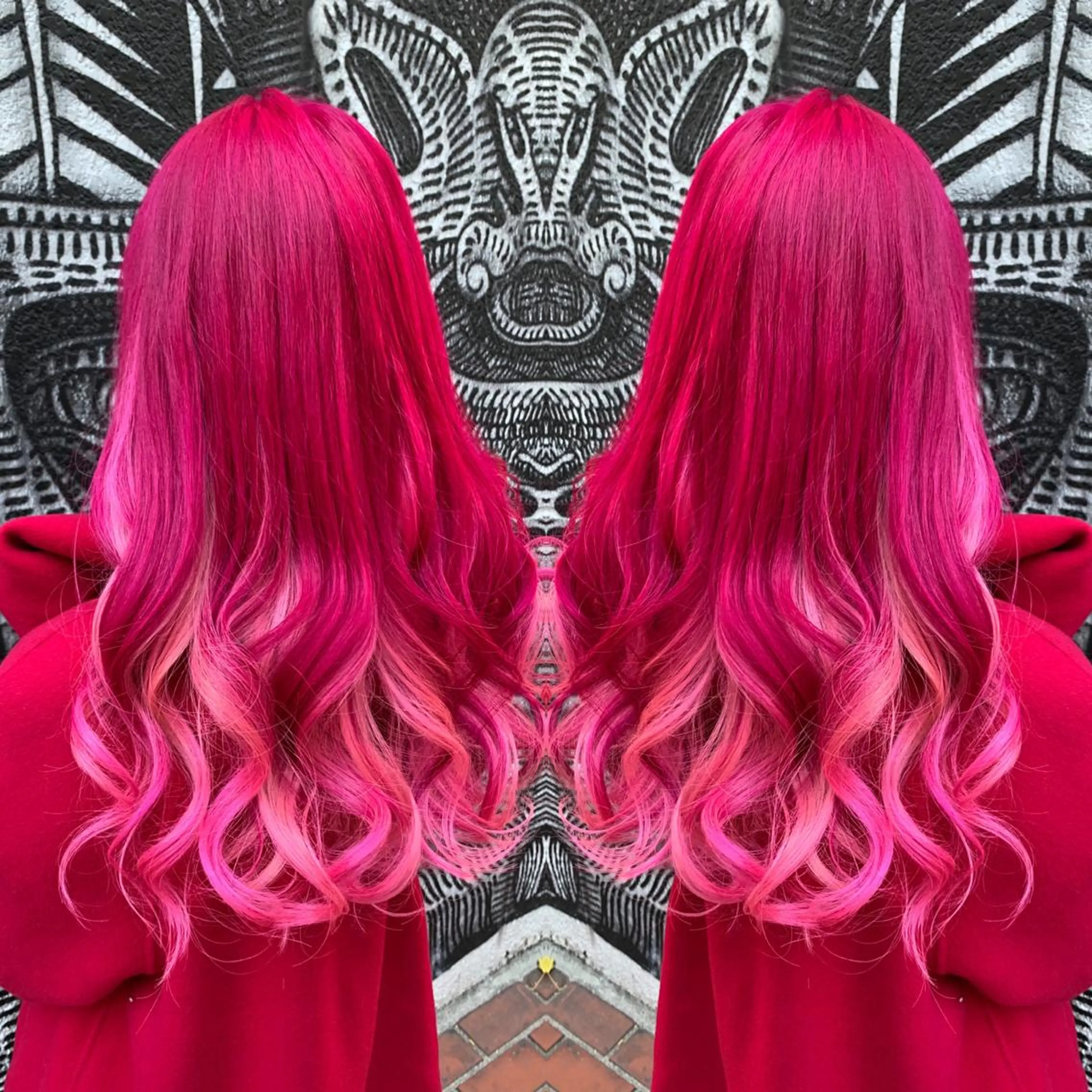 ロング カラー ヘアアレンジ インナーカラー ピンクカラー 🌈派手髪エクステ ブレイズ🌈ひろとのヘアスタイル