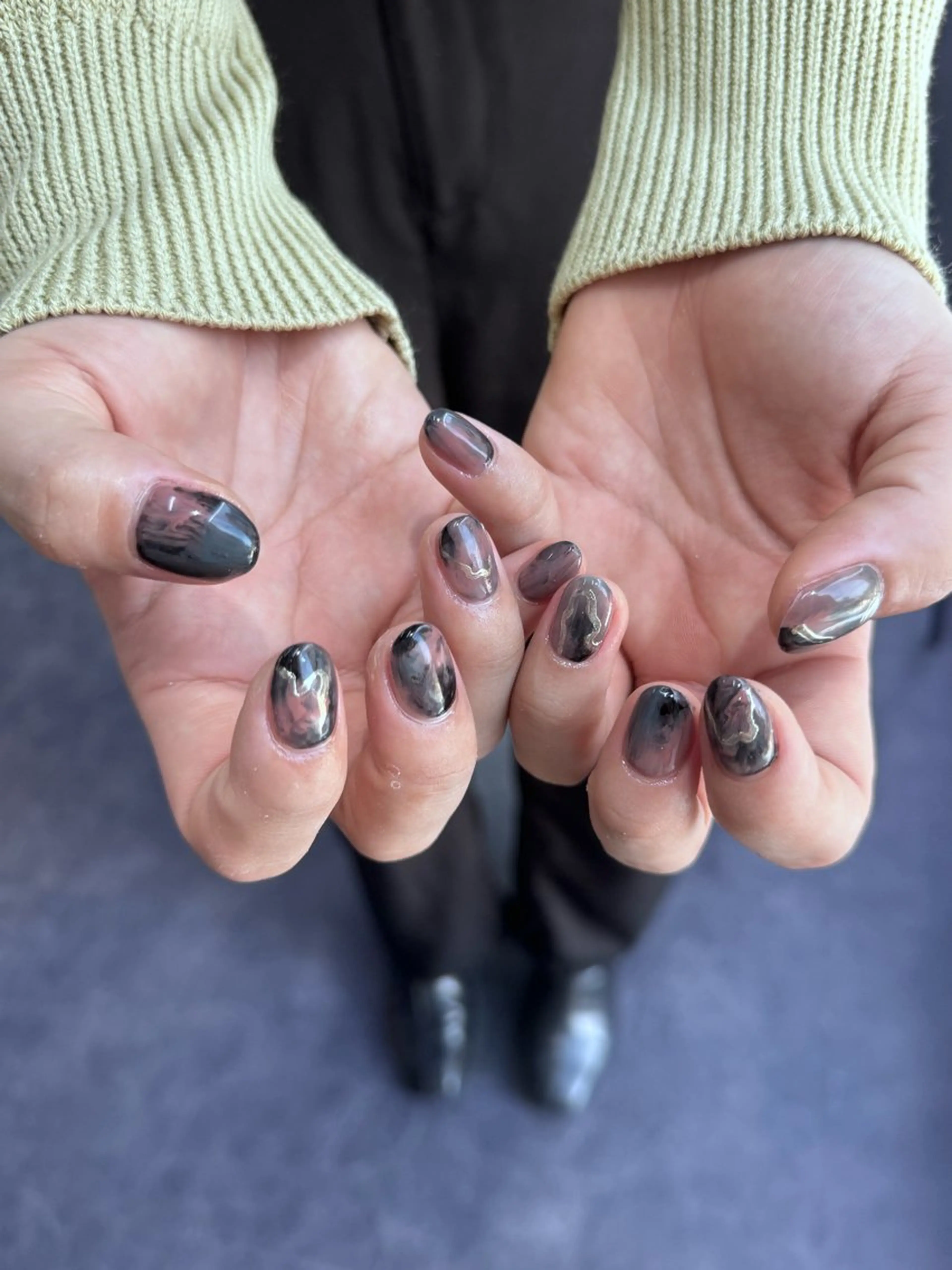 ネイル フレンチネイル マグネットネイル メンズネイル ニュアンスネイル ワンカラーネイル ハンドネイル GRANDE大須 Cecil💜のネイルデザイン